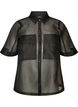 Transparente kurz&auml;rmelige Bluse mit Brusttaschen, Schwarz, Packshot image number 0