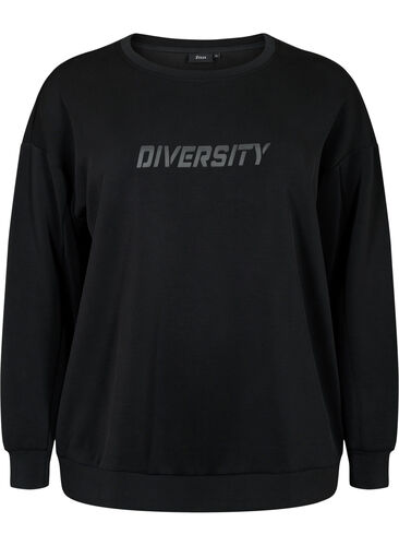 Sweatshirt mit Textdruck, Black, Packshot image number 0