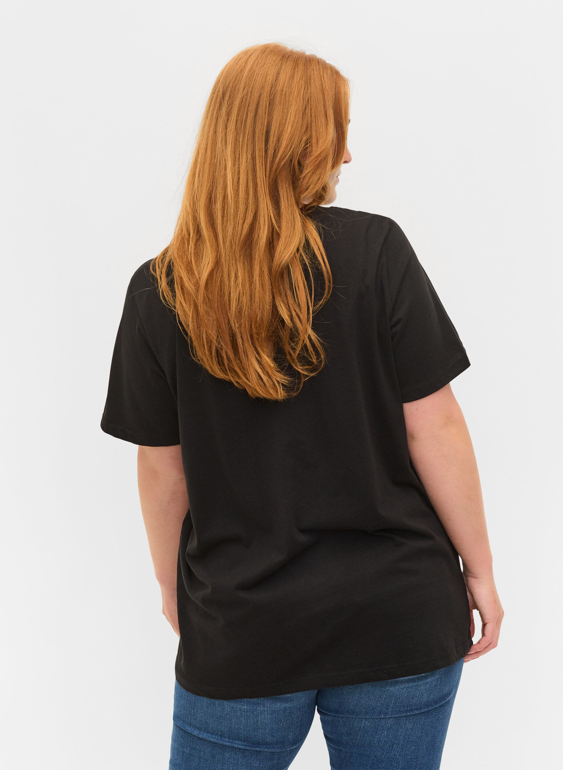 Zizzi 2er-Pack basic T-Shirts aus Baumwolle, Black/Black, Model image number 1