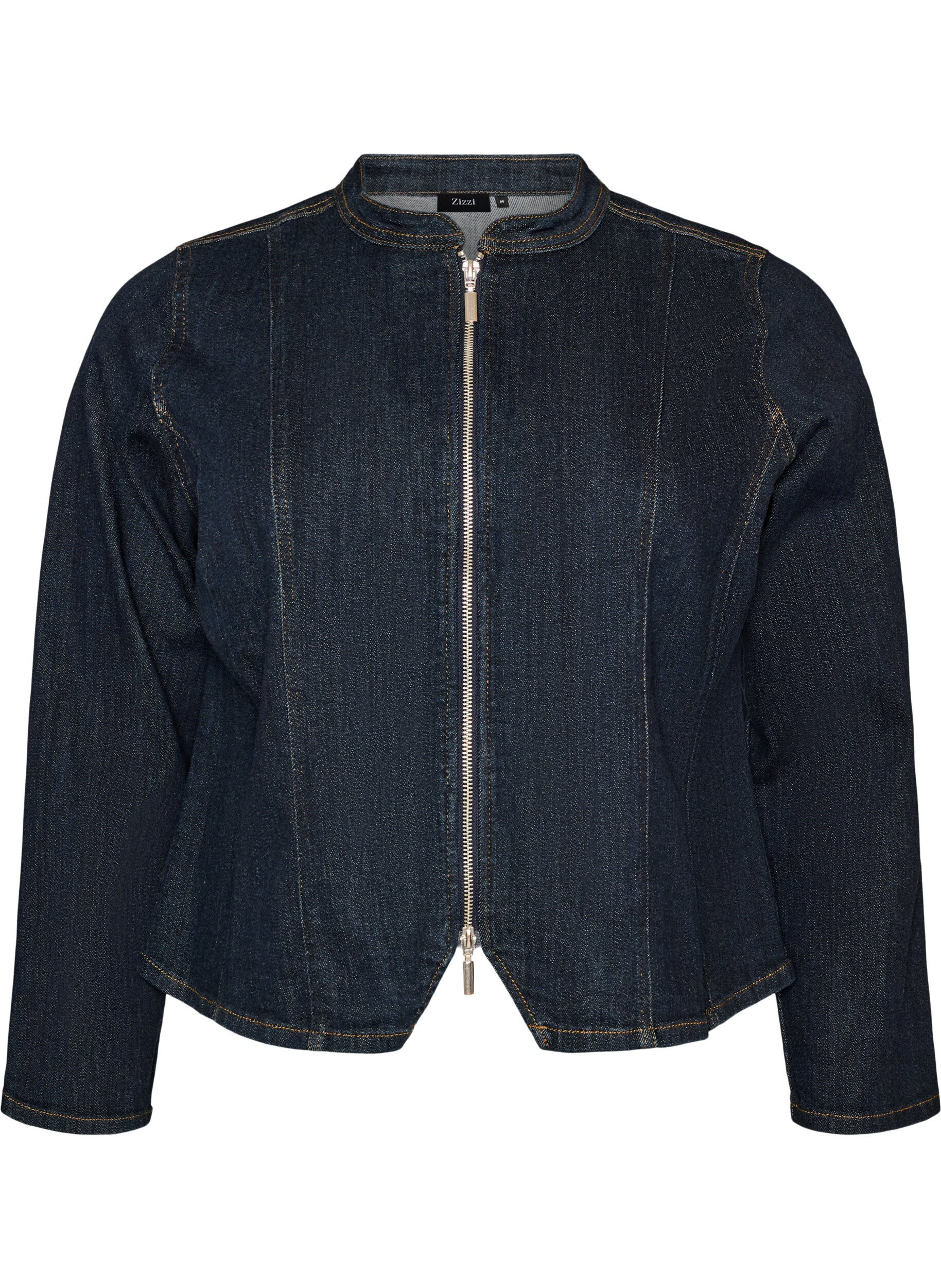 ZizziFigurbetonte Jeansjacke mit Rei&szlig;verschluss, Blau, Packshot image number 0