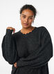 Gestricktes Minikleid mit gewelltem Saum und Schlitzen, Grau, Model image number 2