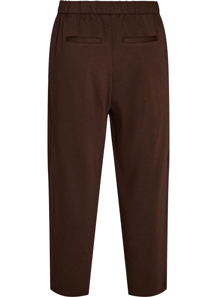 Lockere Hose aus Jersey mit hoher Taille, Braun, Packshot image number 1