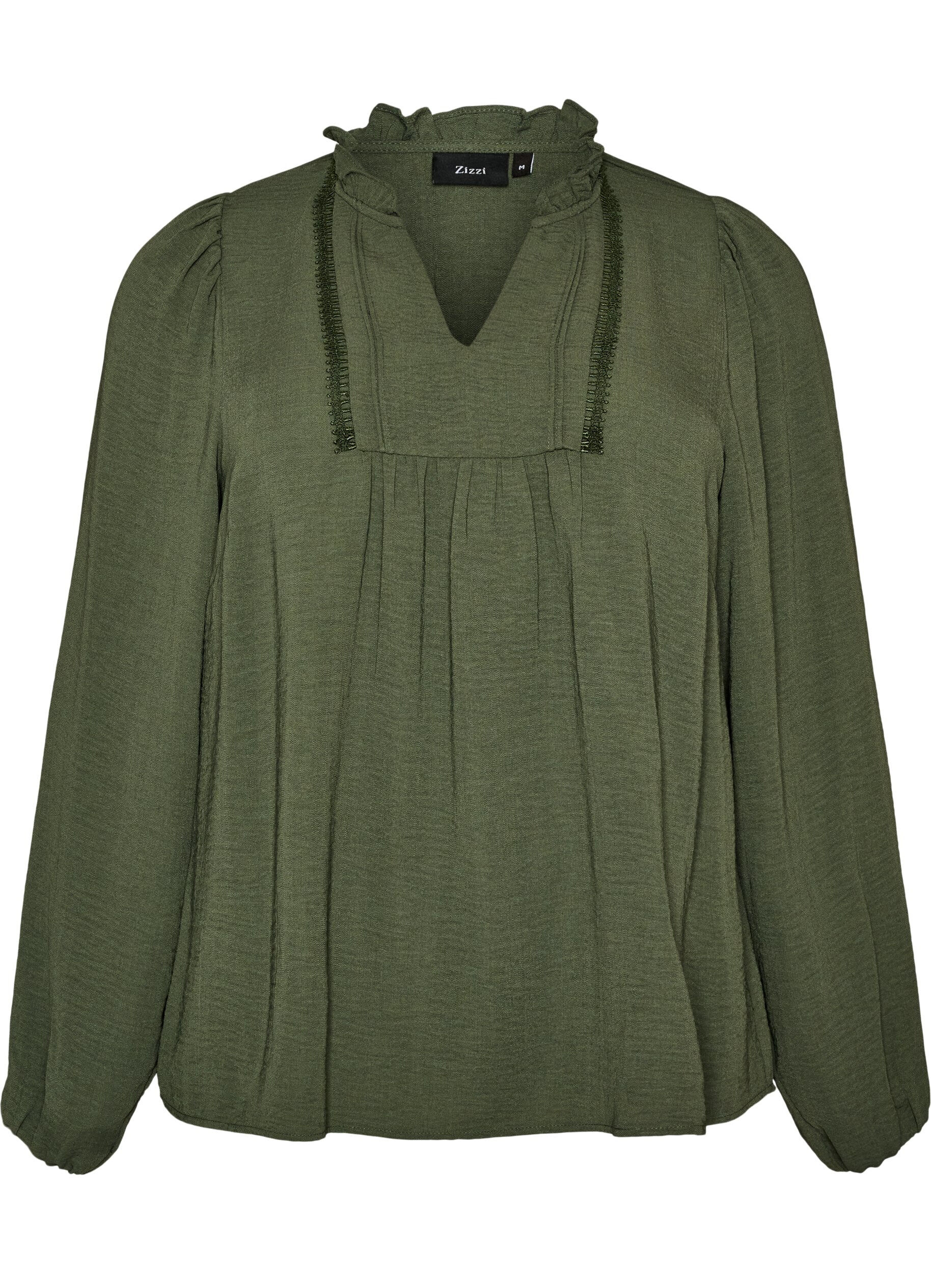 Bluse mit V-Ausschnitt und H&auml;kelband