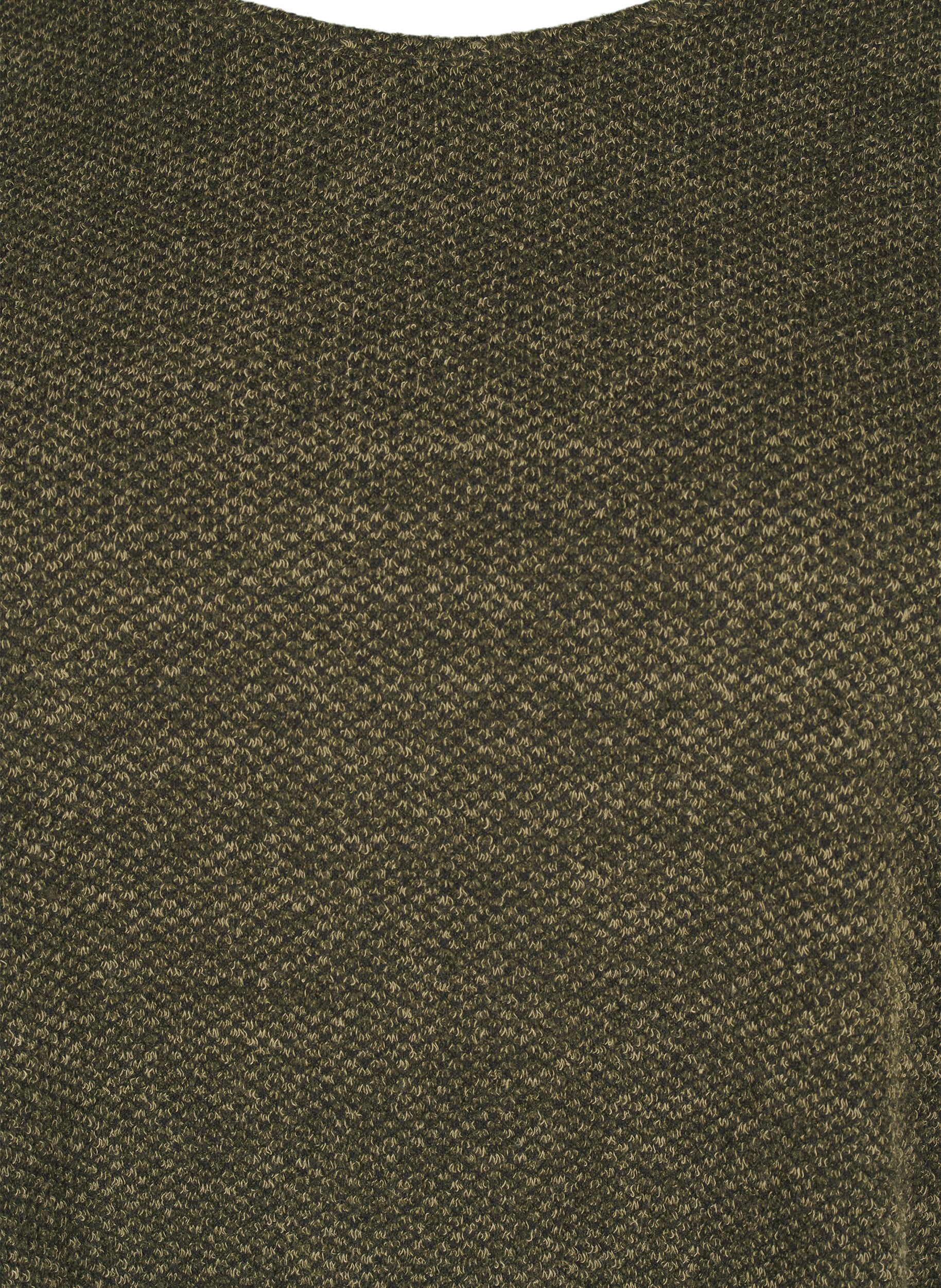 Zizzi Melange Bluse mit rund um den Neck und langen &Auml;rmel, Winter Moss, Packshot image number 2