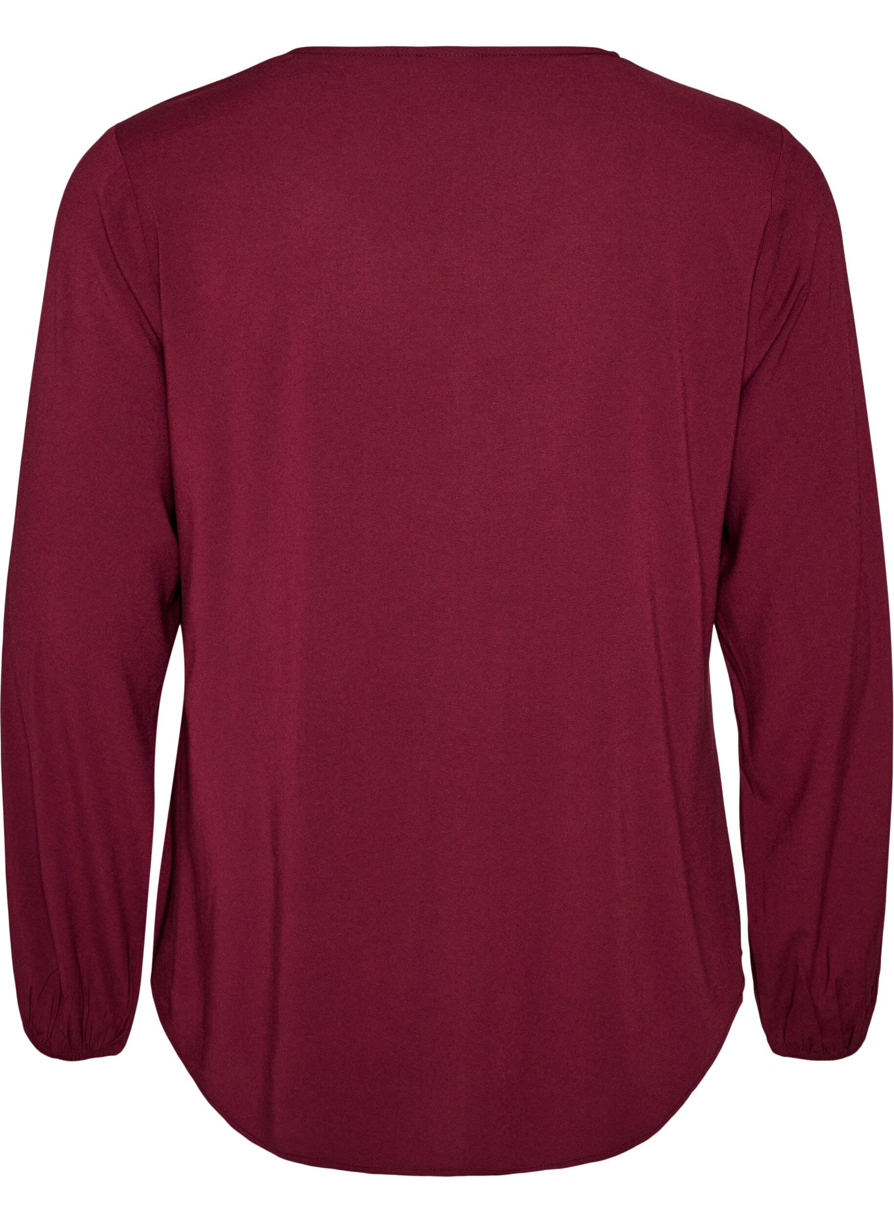 ZizziBluse aus Viskose mit V-Ausschnitt und abgerundetem Saum, Rot, Packshot image number 1
