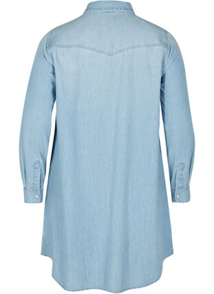 Lange Denim-Hemdbluse aus Baumwolle, Light blue denim, Packshot image number 1