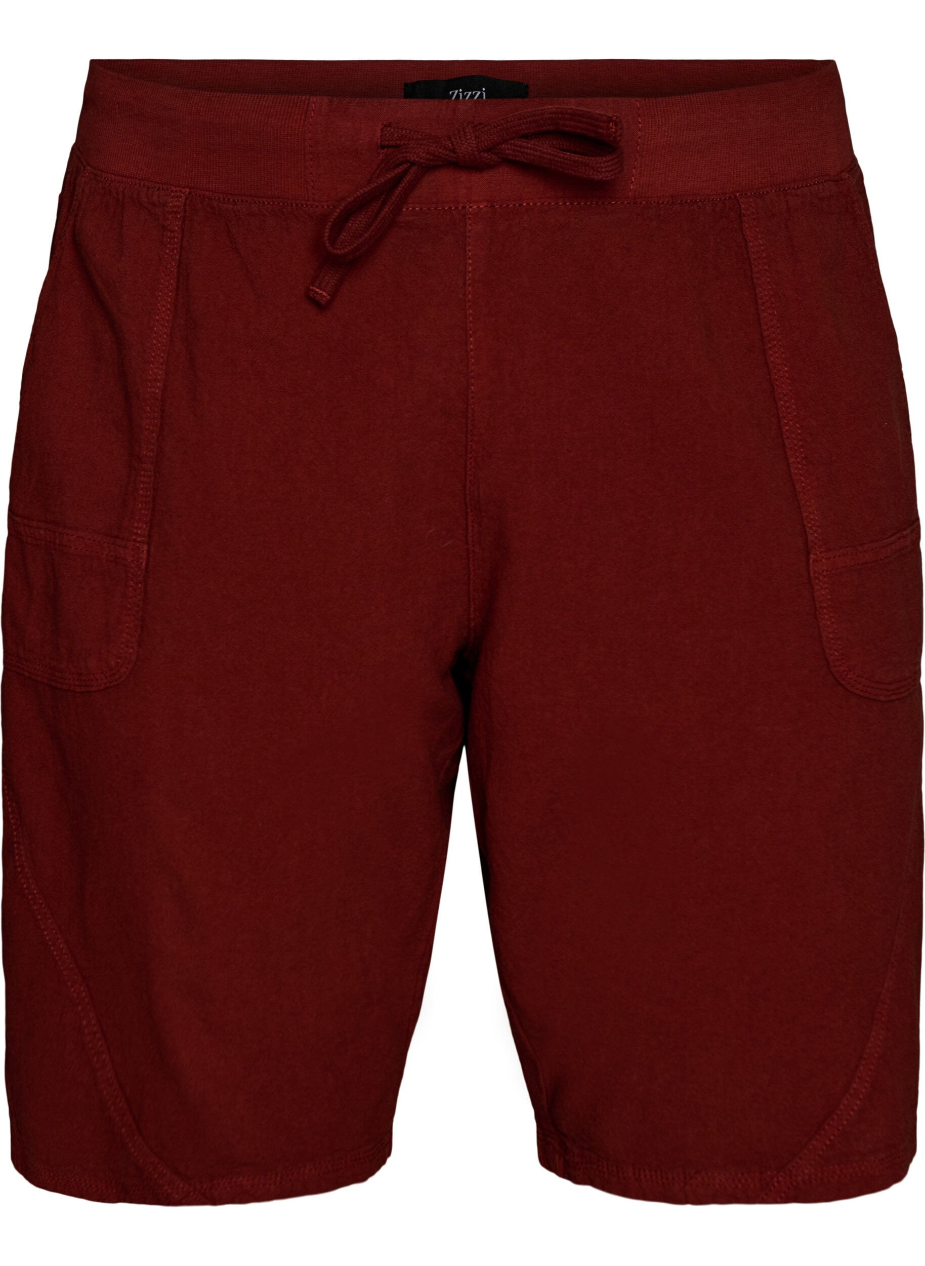 Zizzi Lockere Shorts aus Baumwolle mit Taschen, Rot, Packshot image number 0