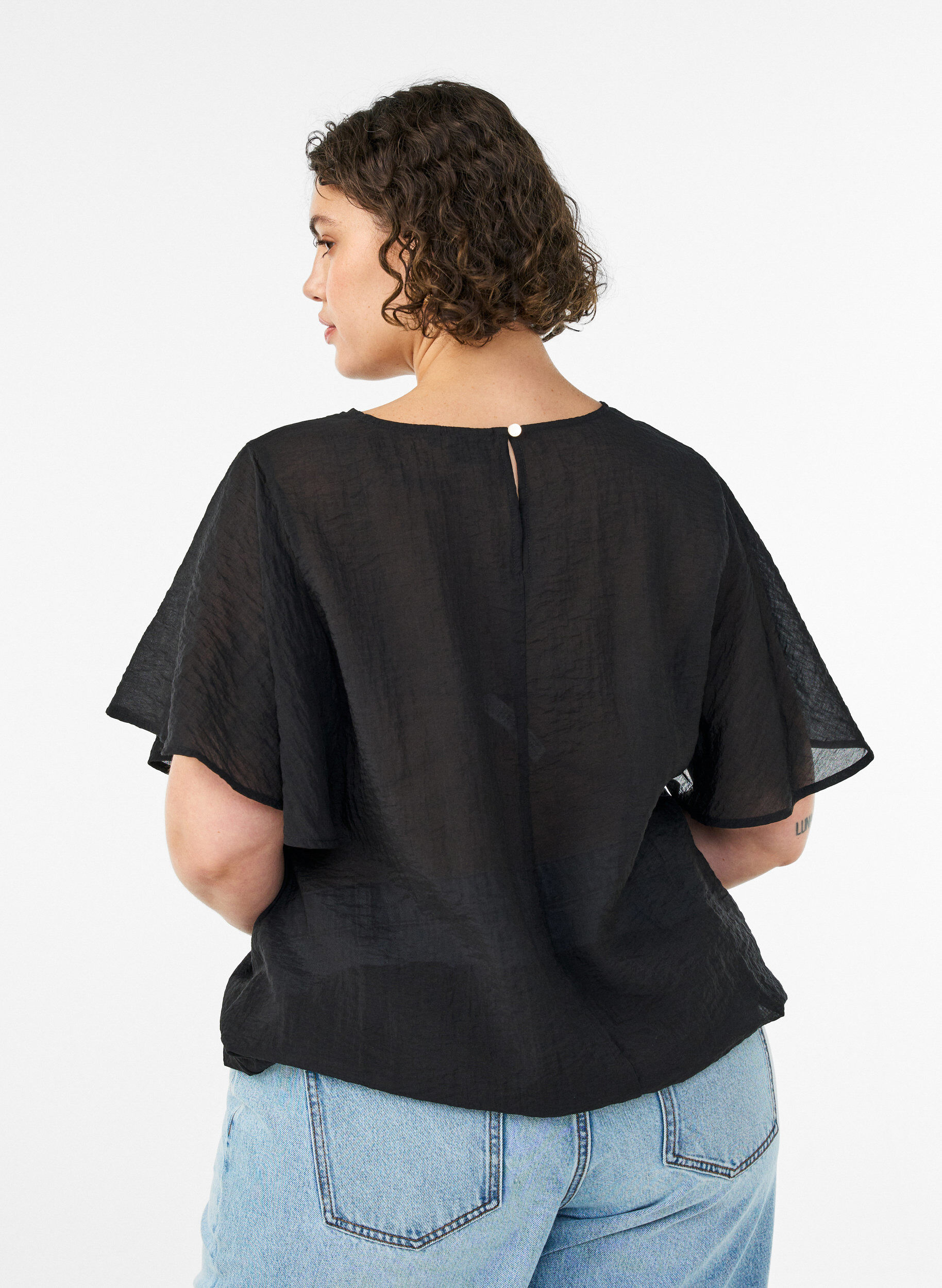 ZizziBluse mit Ballonform und Fl&uuml;gel&auml;rmeln, Schwarz, Model image number 2