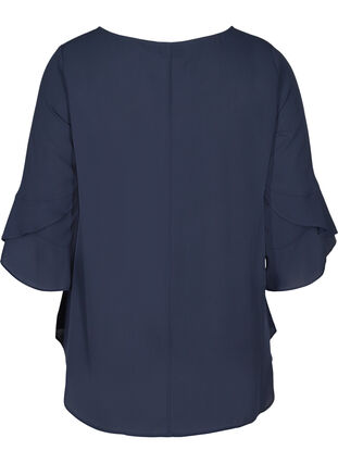 Einfarbige Bluse mit 3/4-Ärmeln , Night Sky, Packshot image number 1