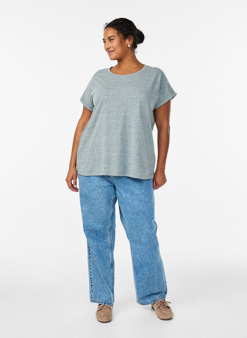 Melange T-Shirt mit kurzen &Auml;rmeln, Gr&uuml;n, Model image number 1