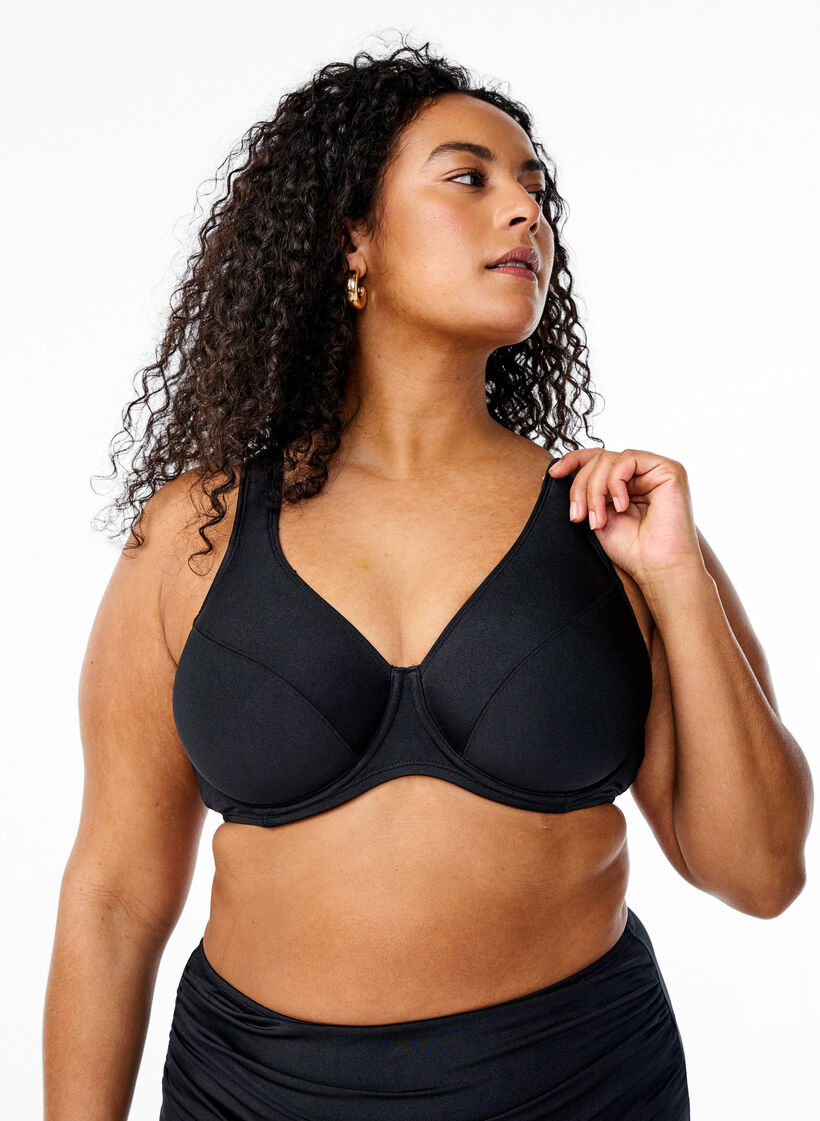 Bikinioberteil mit B&uuml;geln und voller Abdeckung, Schwarz, Model image number 0