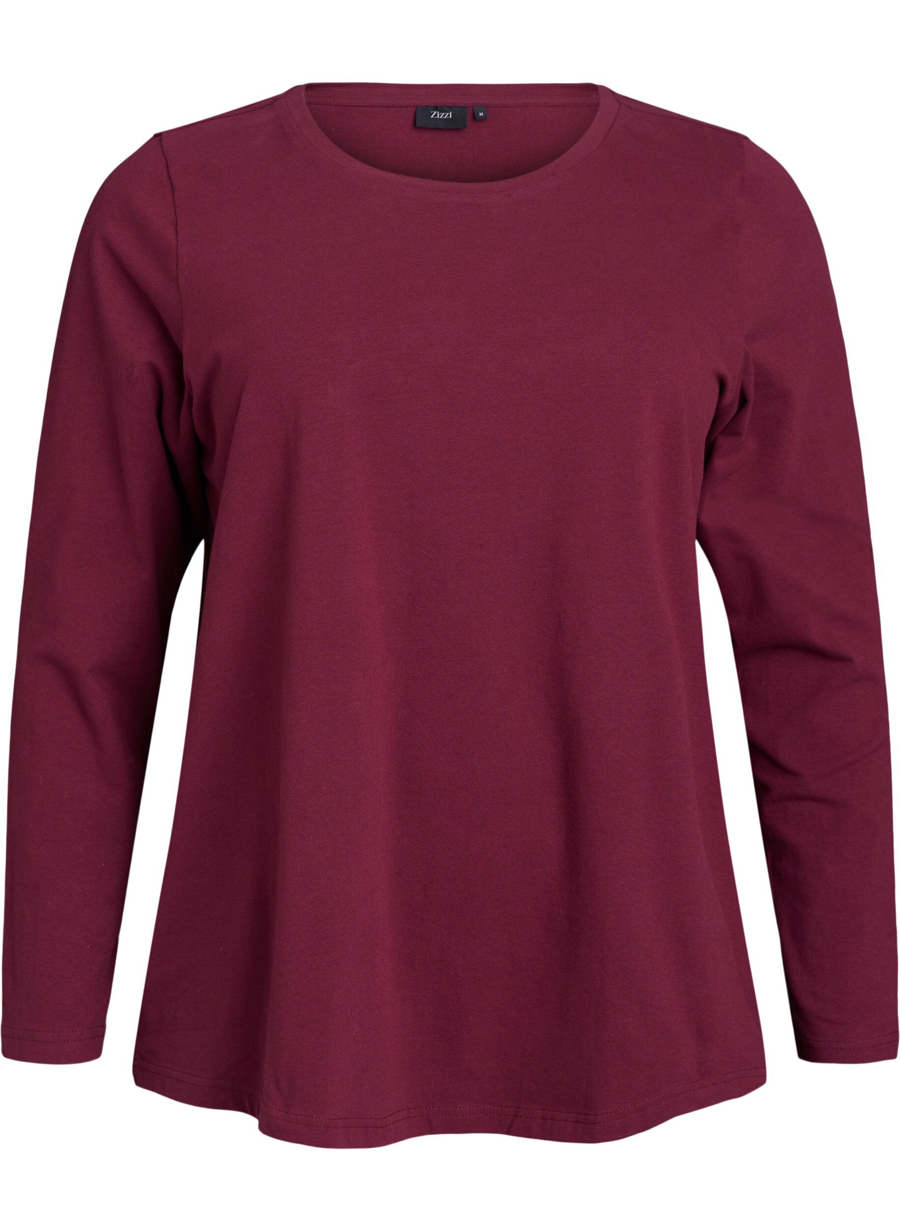 ZizziBasic Bluse aus Jersey mit langen &Auml;rmeln, Dunkles Bordeaux, Packshot image number 0