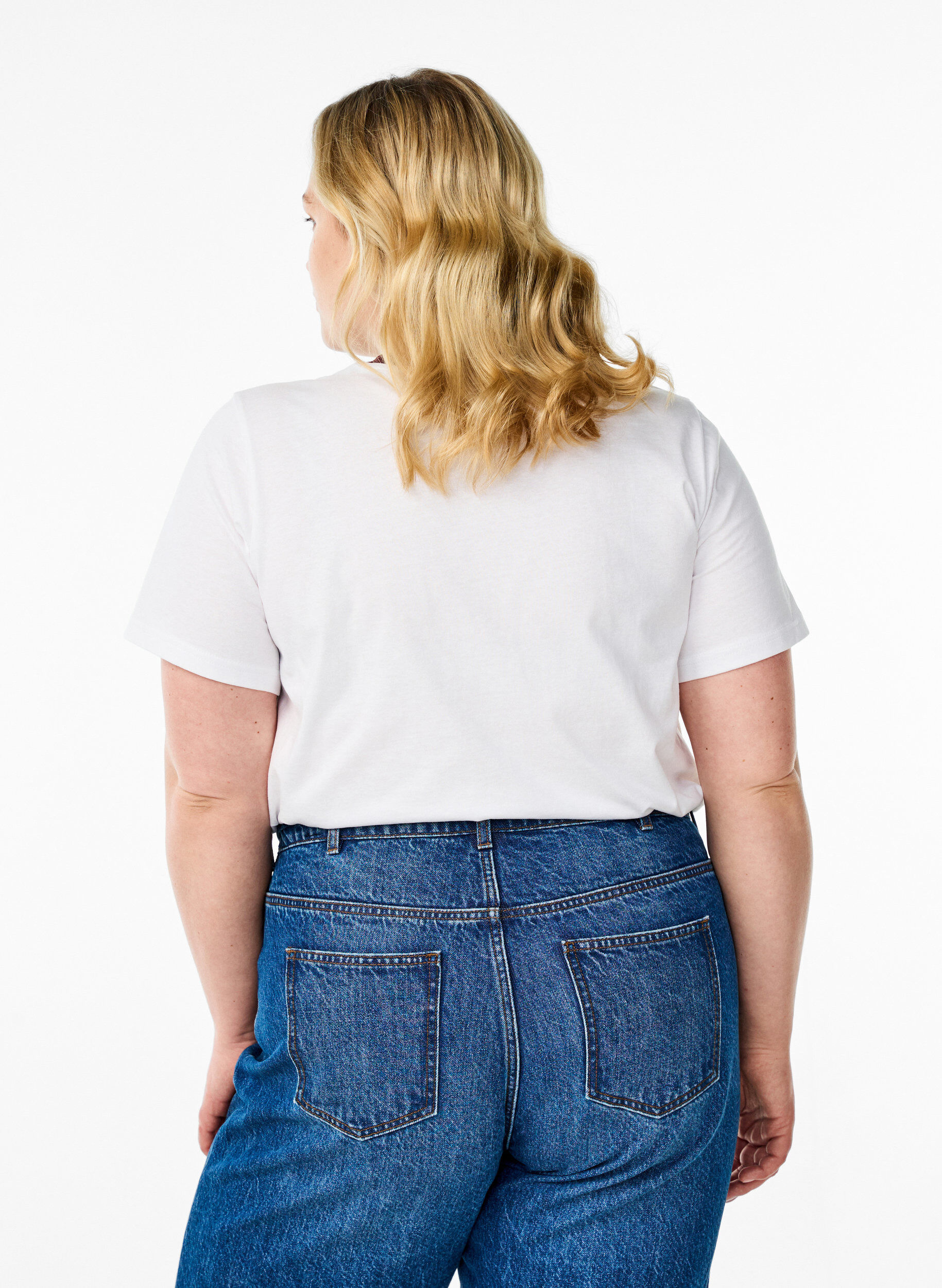 Zizzi T-Shirt mit Textdruck und Kontrastbesatz, Wei&szlig;, Model image number 2