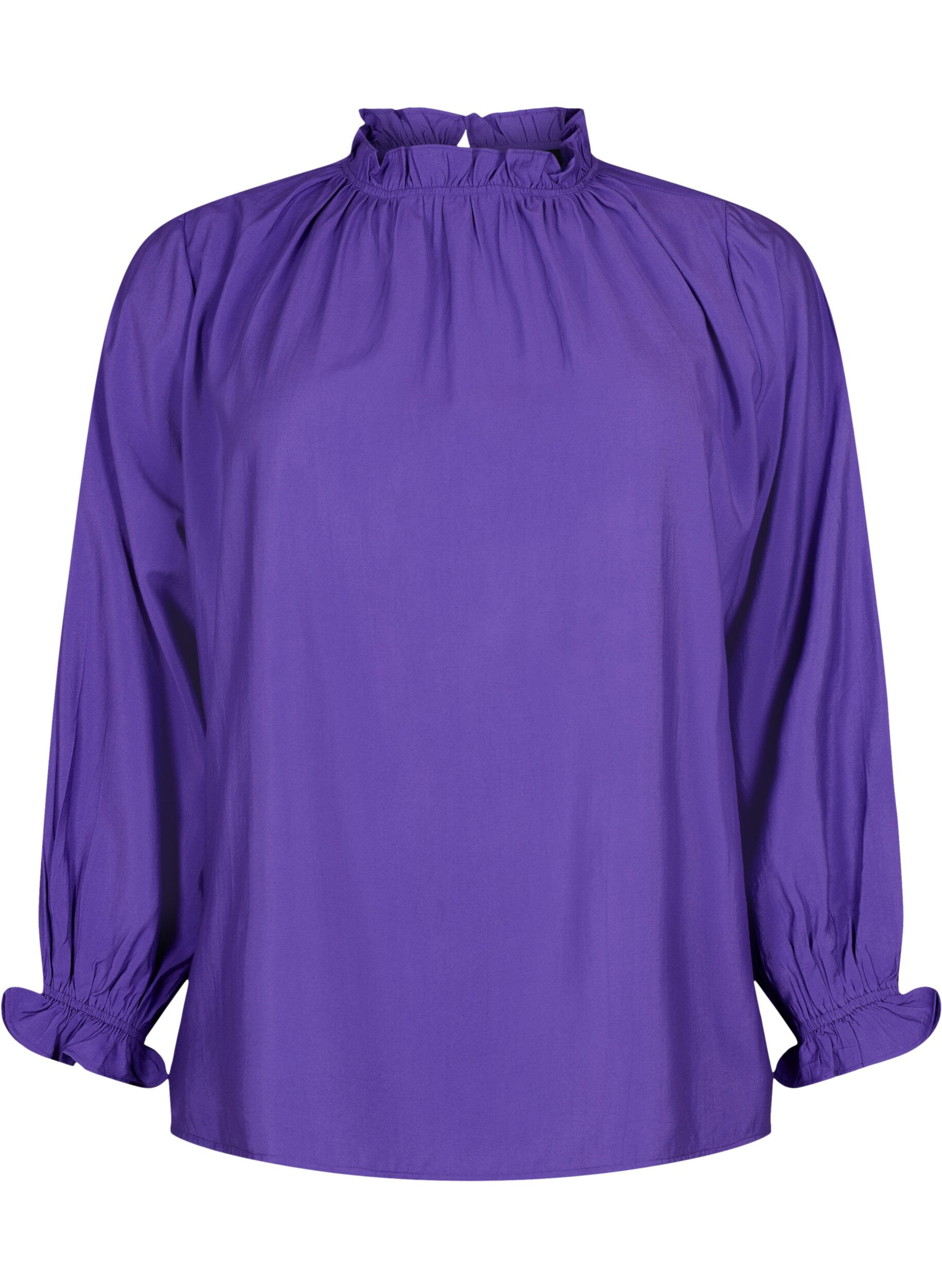 Zizzi Lang&auml;rmelige Viskosebluse mit R&uuml;schen, Prism Violet, Packshot image number 0