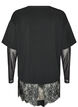 Bluse mit Mesh-&Auml;rmeln und Spitzenbesatz, Schwarz, Packshot image number 1