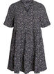 Kurzarmkleid in A-Linienform mit Schnittlinien, Schwarz, Packshot image number 0