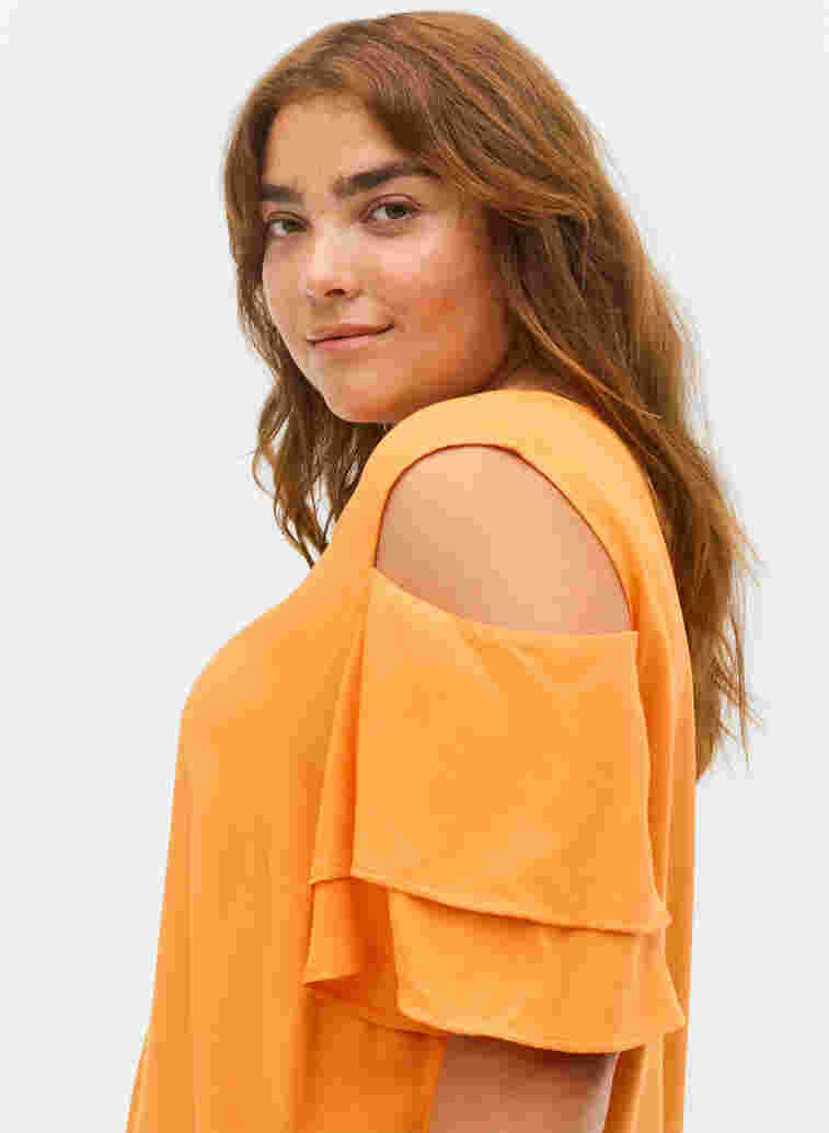 Kurzärmelige Bluse aus Viskose, Orange Peel, Model image number 2