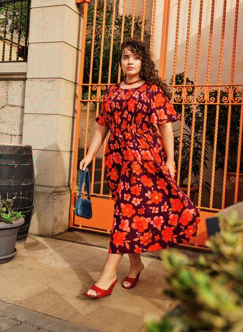 Kleid mit Smock und Blumenprint, Lila, Image image number 0