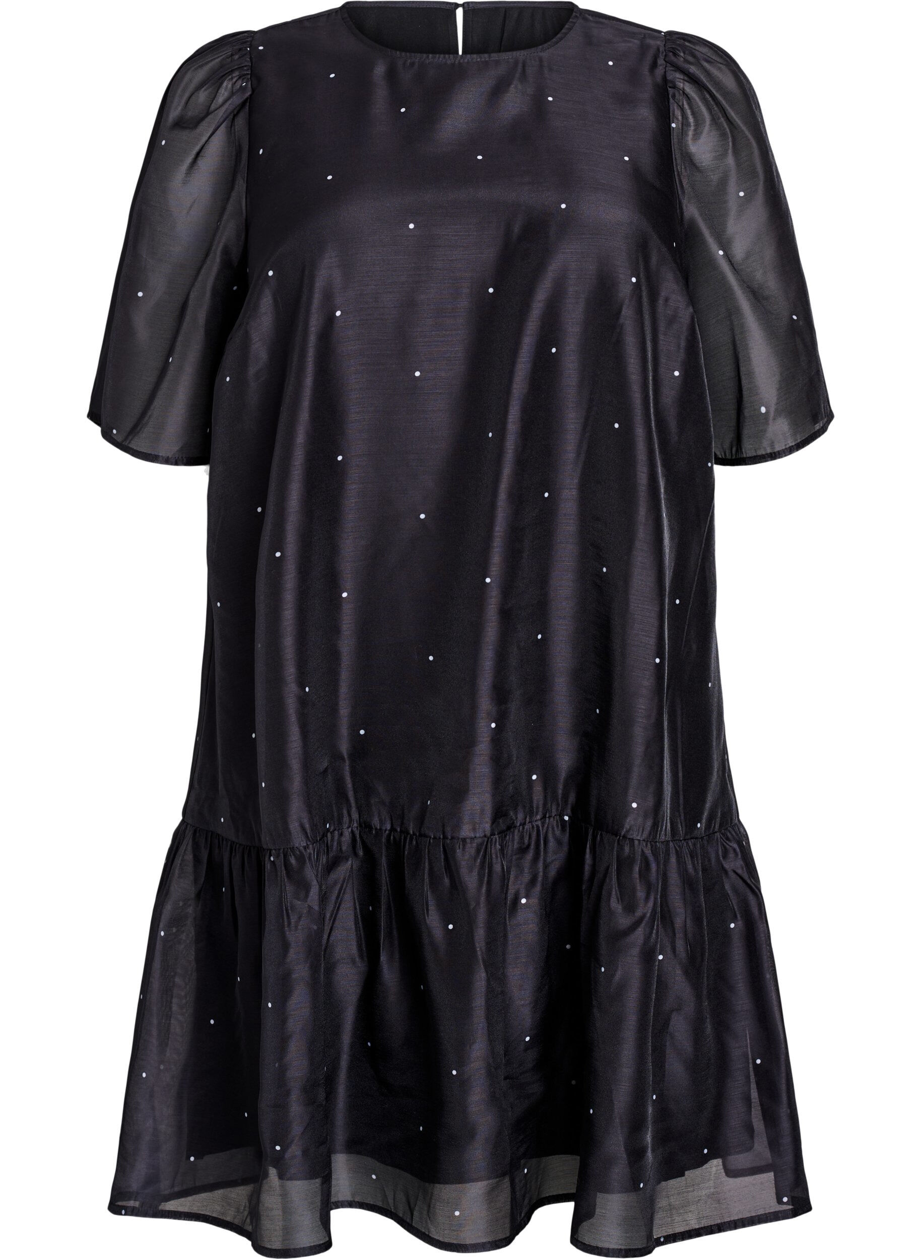 Zizzi Knielanges Partykleid mit transparenten &Auml;rmeln, Schwarz, Packshot image number 0