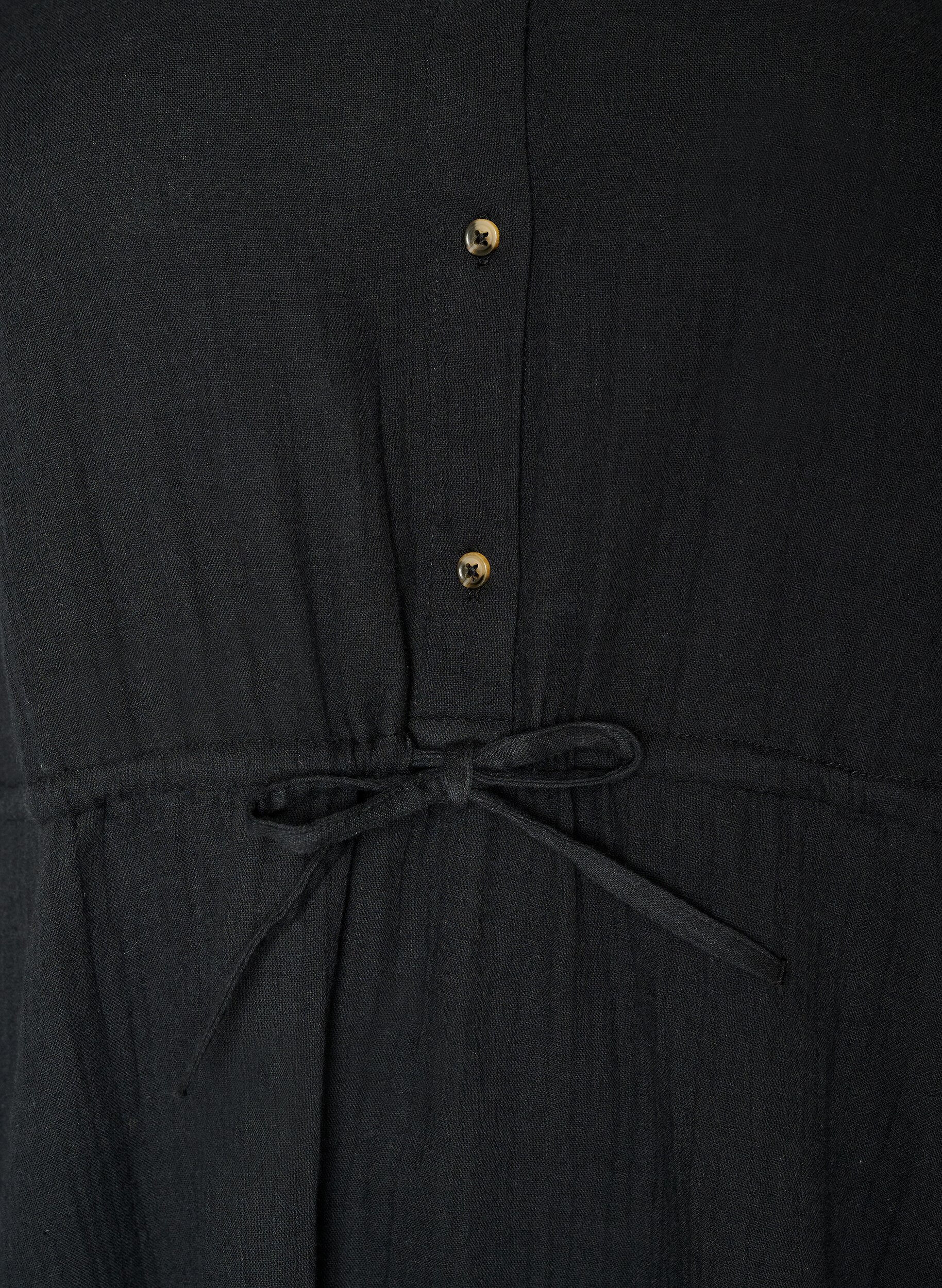 Zizzi &Auml;rmelloses Kleid aus Baumwoll-Musselin mit Bindeband, Schwarz, Packshot image number 2