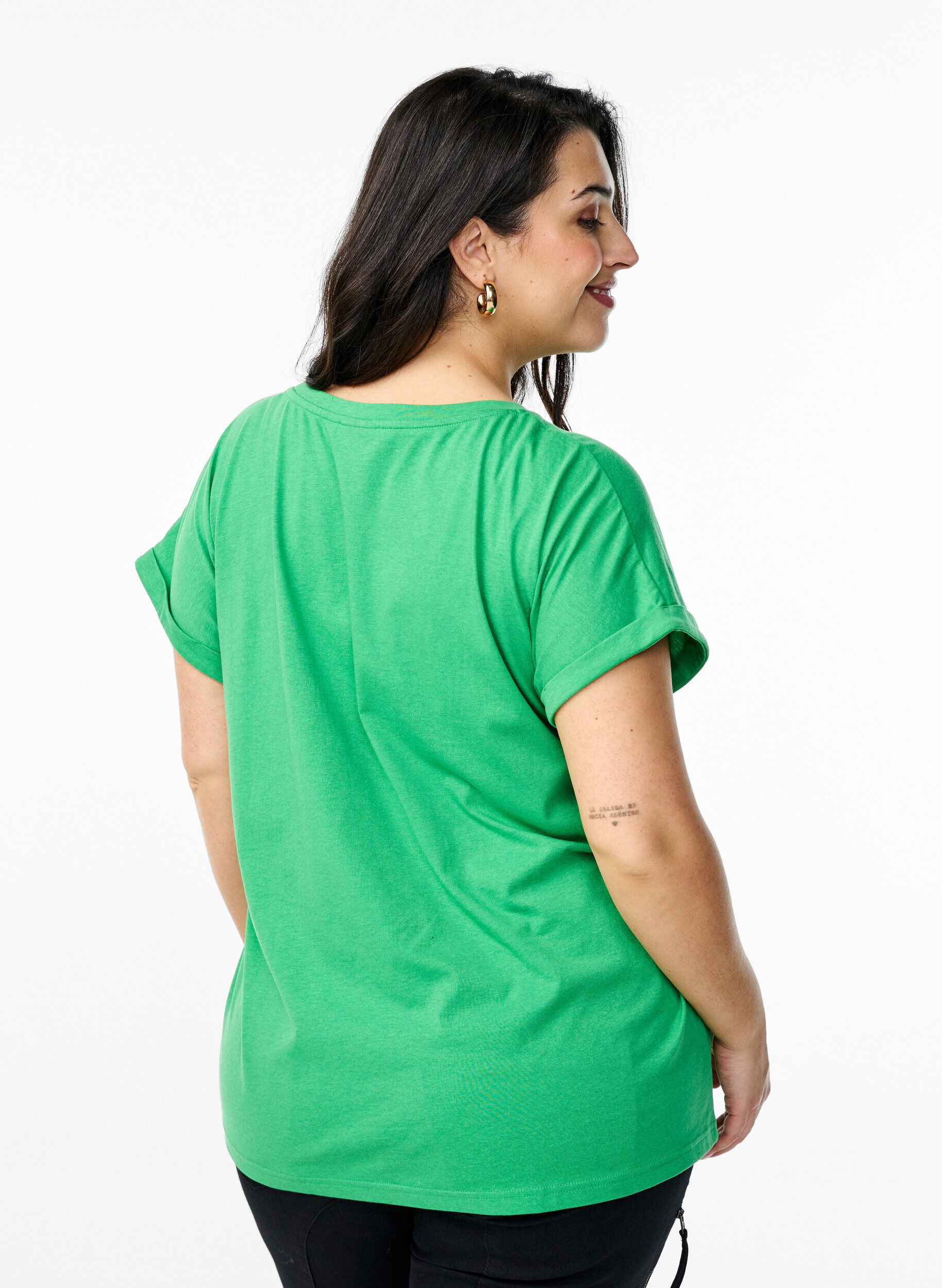 ZizziKurz&auml;rmliges T-Shirt aus einer Baumwollmischung, Gr&uuml;n, Model image number 2