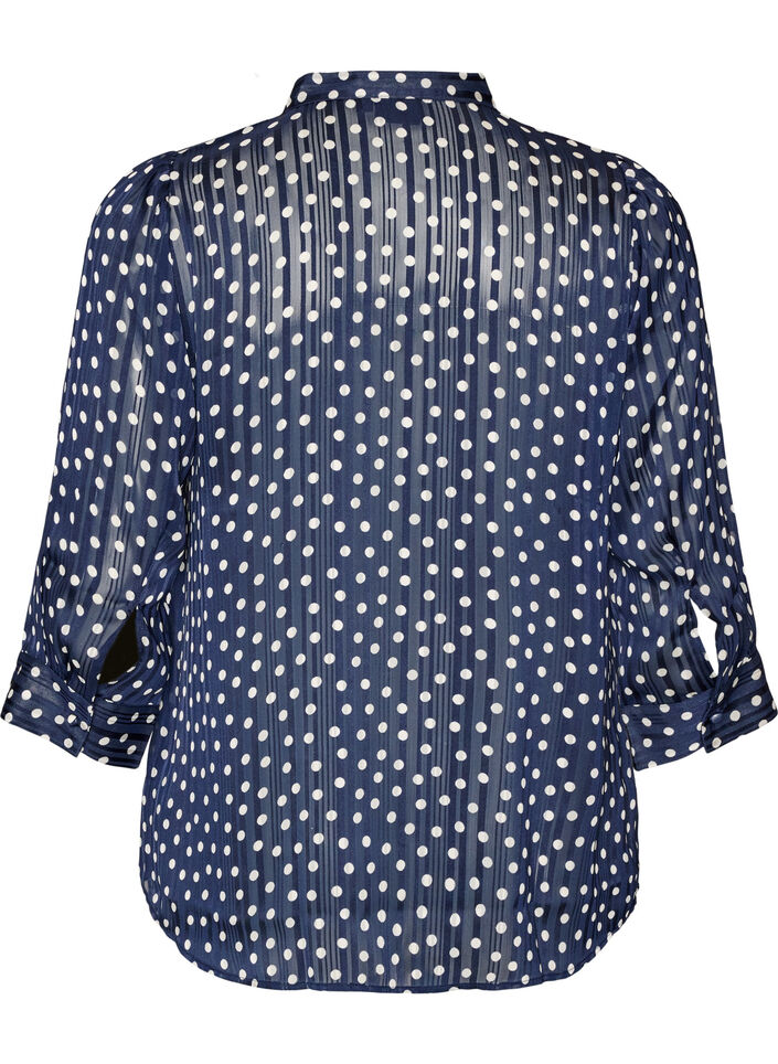Gemusterte Bluse mit Stehkragen und 3/4-&Auml;rmeln, Blau, Packshot image number 1