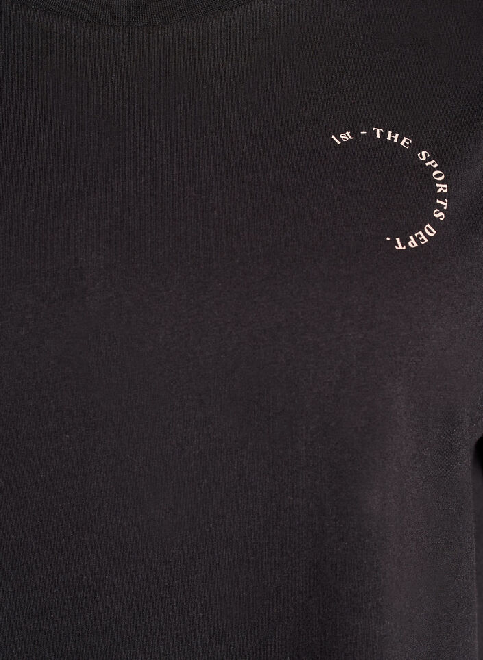 Sportliches T-Shirt aus Bio-Baumwolle, Schwarz, Packshot image number 2