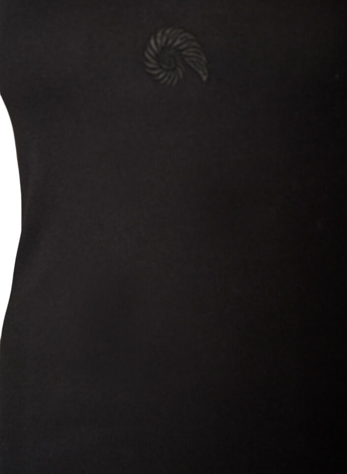 Tailleiertes Top mit Motiv, Schwarz, Packshot image number 2