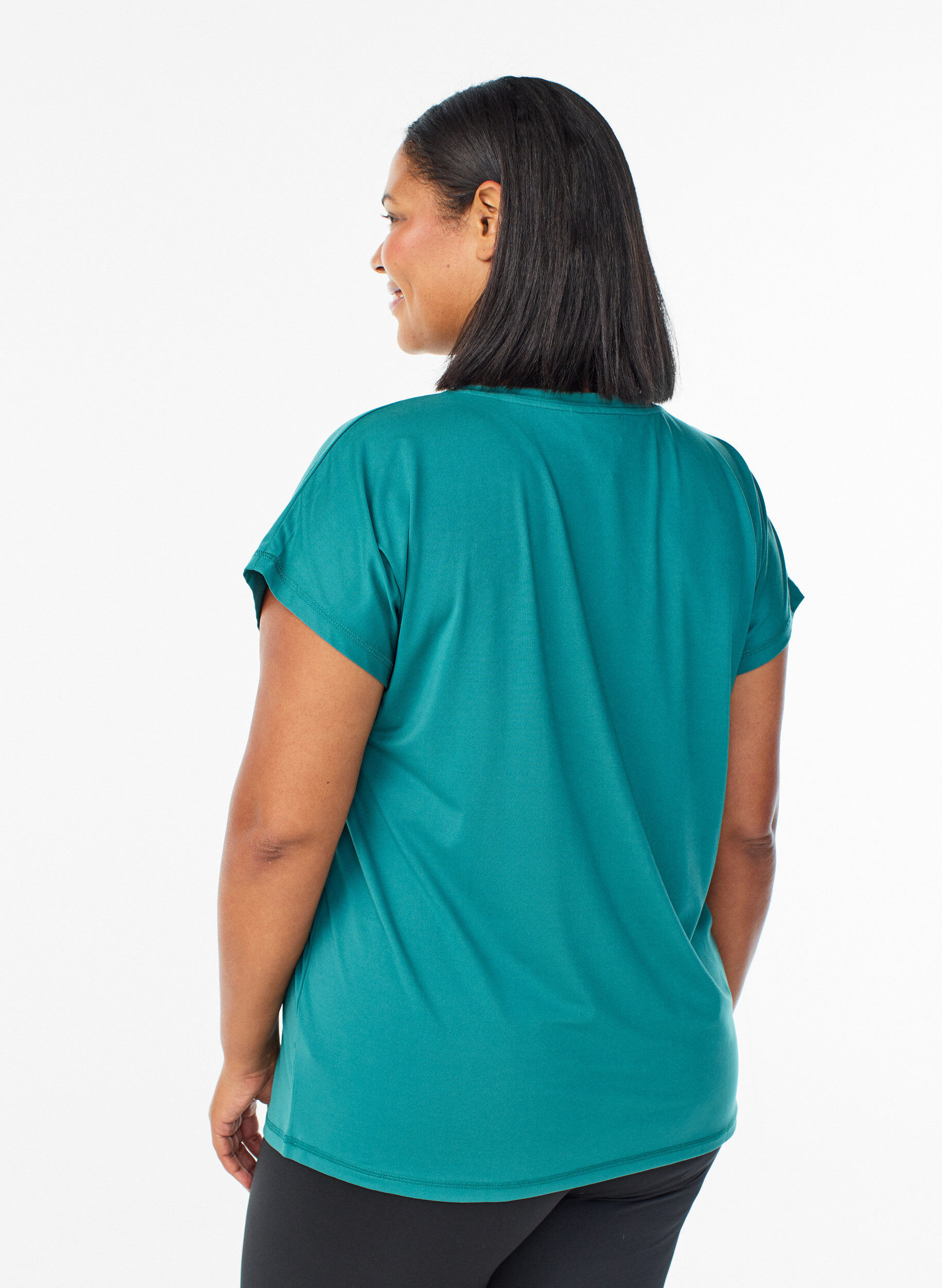 Zizzi Einfarbiges Trainings-T-Shirt, Petrol, Model image number 2