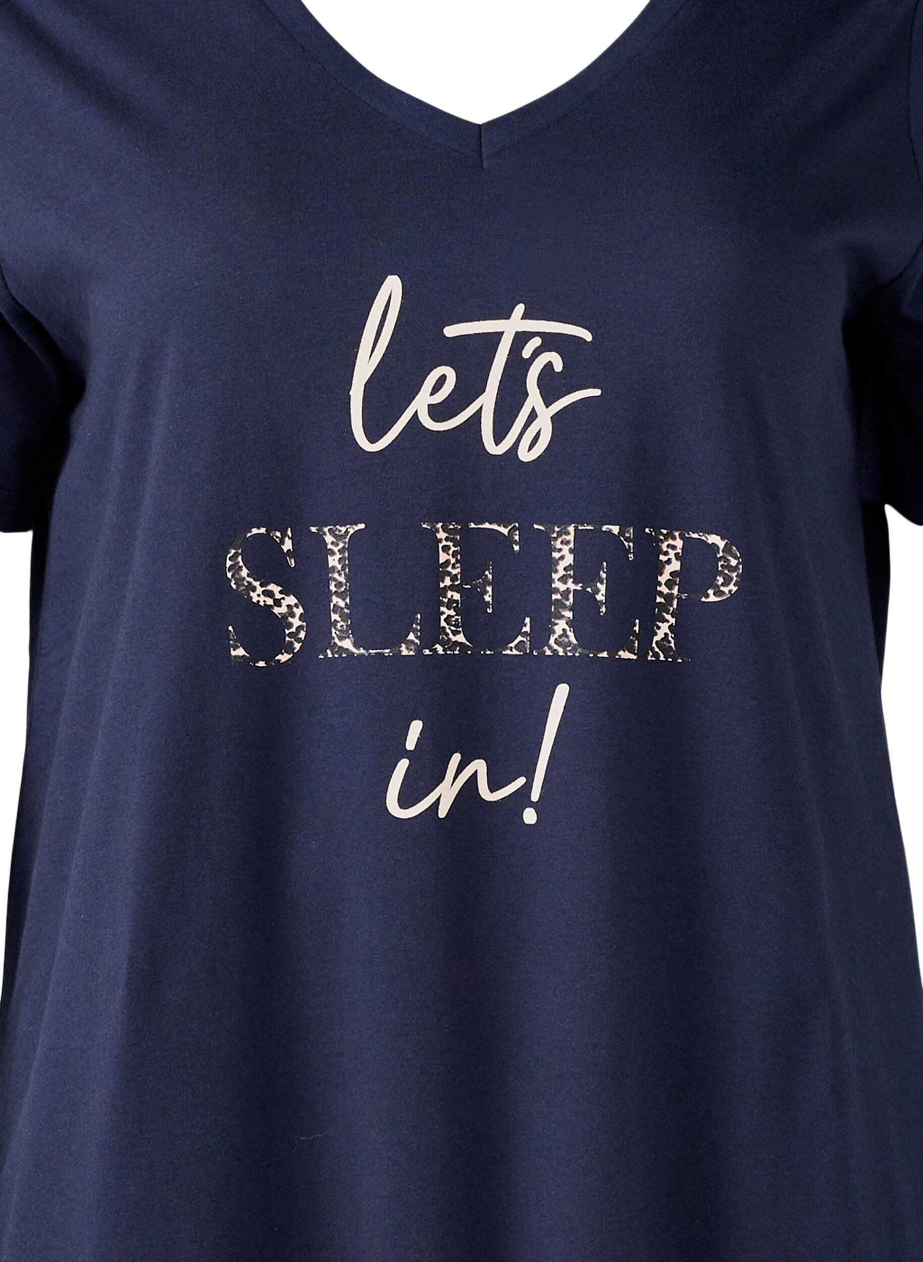 Zizzi Nachthemd aus Bio-Baumwolle mit V-Ausschnitt, Blau, Packshot image number 2