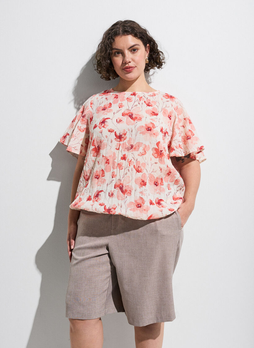 Bluse mit Ballonform und Fl&uuml;gel&auml;rmeln, Orange, Image image number 0