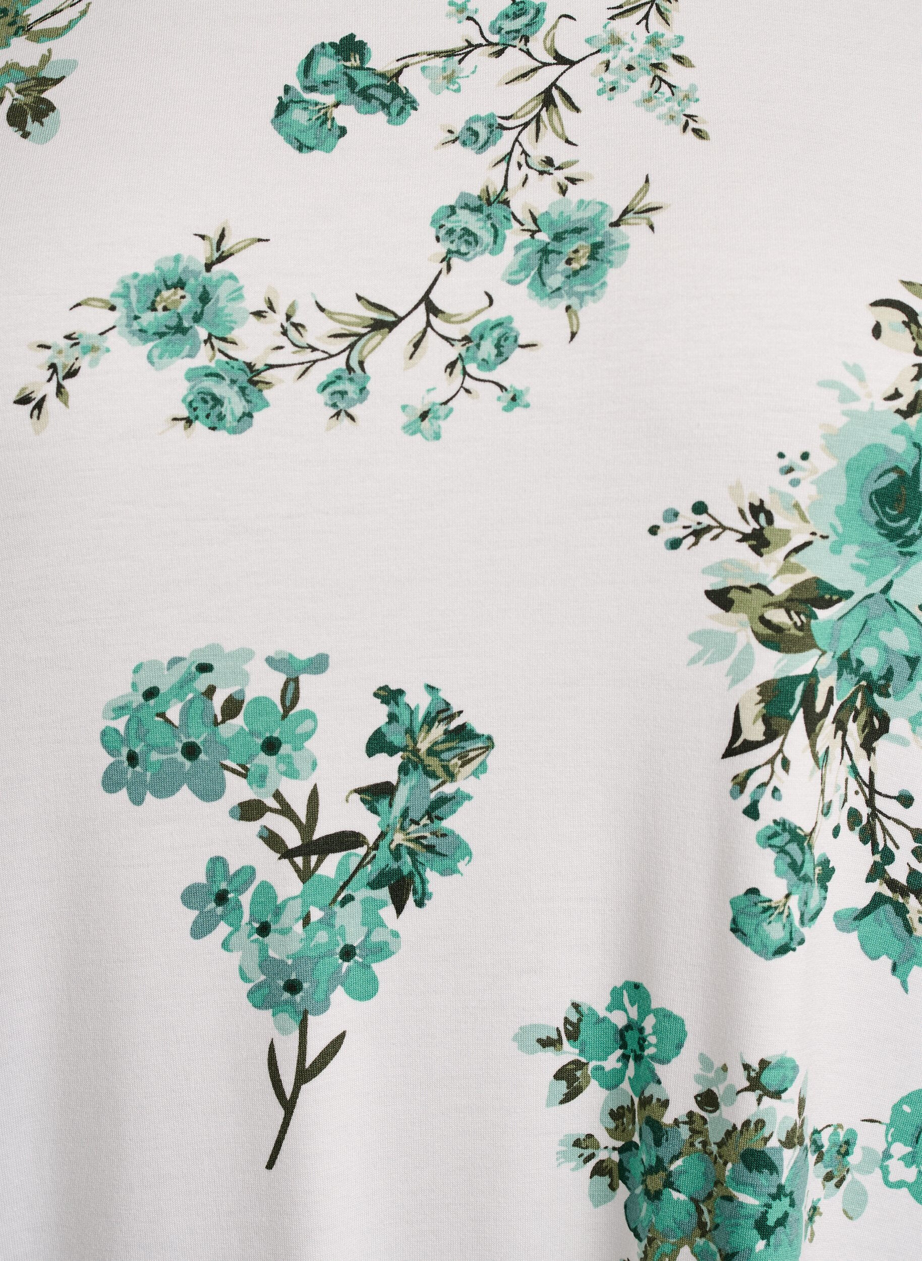 Zizzi T-Shirt mit Blumenprint, Wei&szlig;, Packshot image number 2