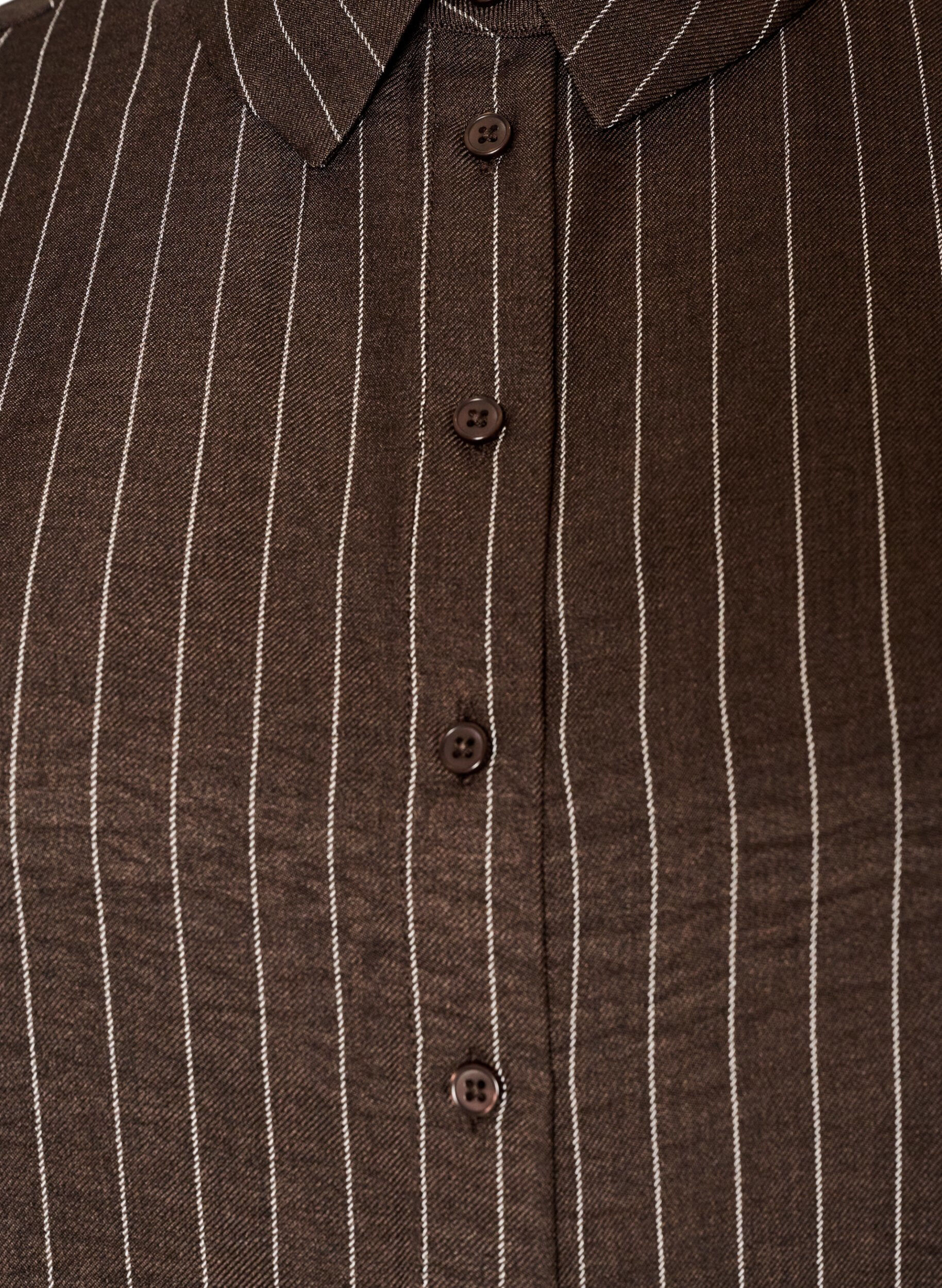 ZizziNadelstreifenhemd mit Spitzenbesatz, Braun, Packshot image number 2