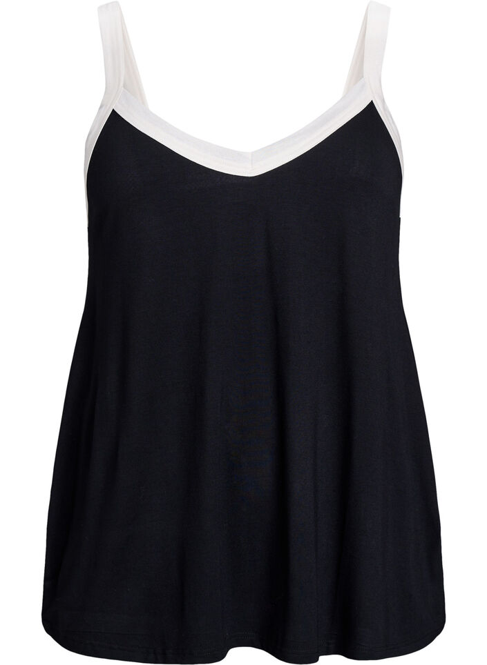 Nachthemd mit Trägern und V-Ausschnitt, Schwarz, Packshot image number 0