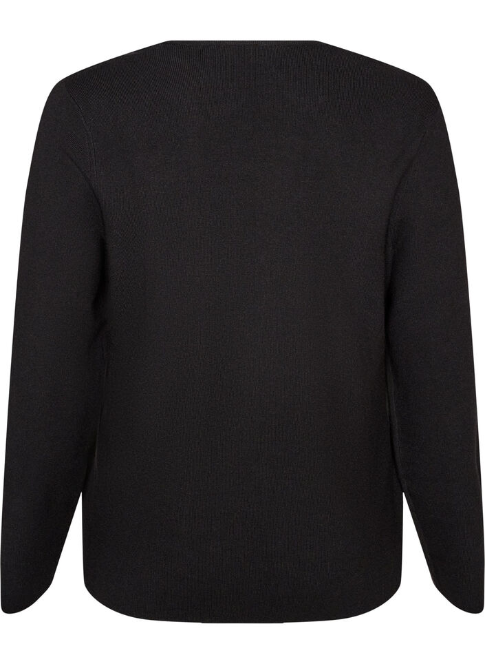 Strickjacke aus Feinstrick mit stoffbezogenen Kn&ouml;pfen, Schwarz, Packshot image number 1