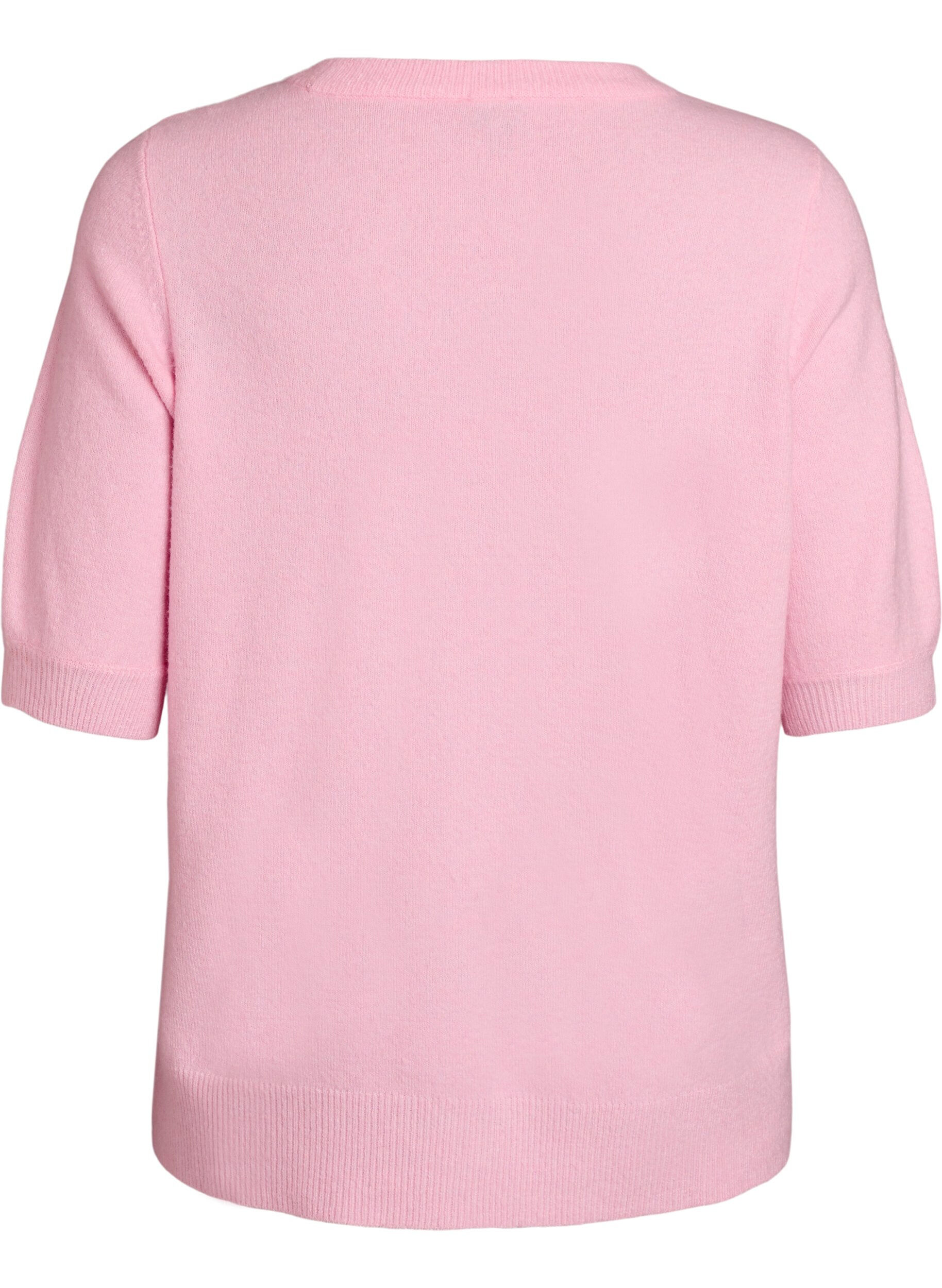 Zizzi Bluse aus Strick mit kurzen &Auml;rmeln, Pink, Packshot image number 1
