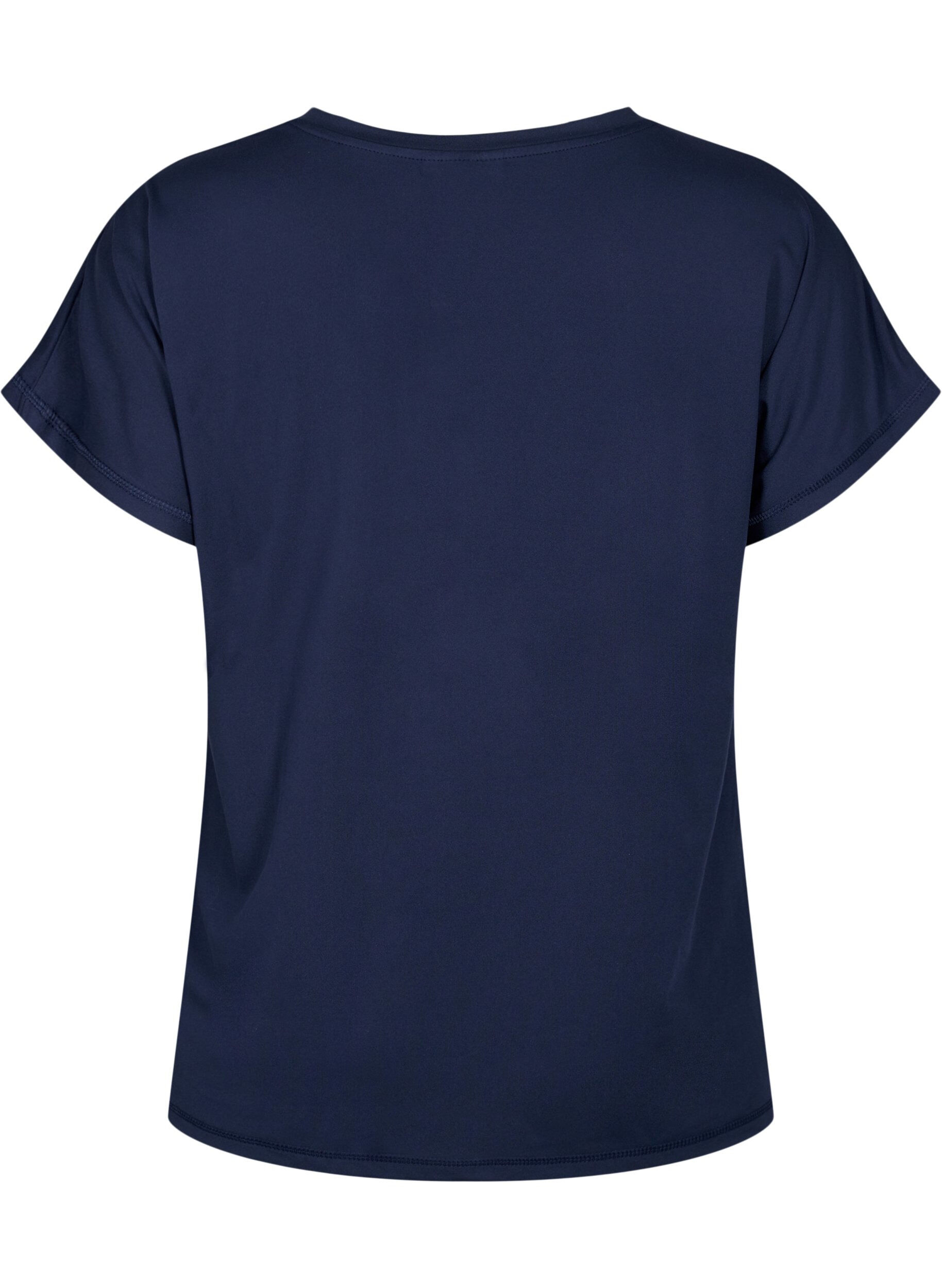 Zizzi Lockeres Trainings-T-Shirt mit V-Ausschnitt, Blau, Packshot image number 1