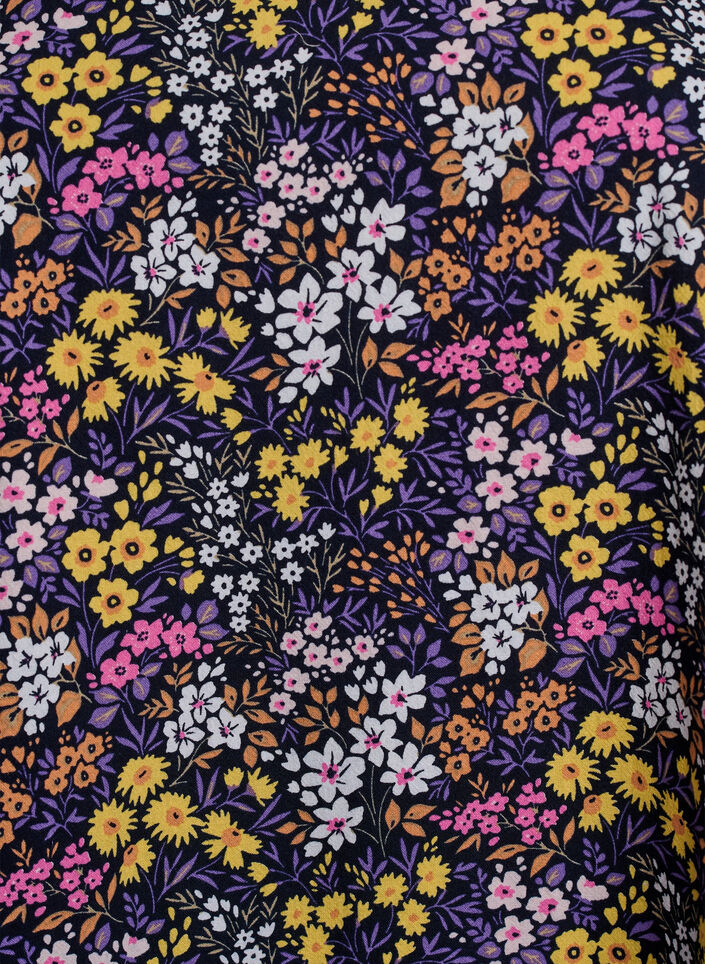 Kurzes A-Linien-Kleid mit floralem Print, Blau, Packshot image number 2
