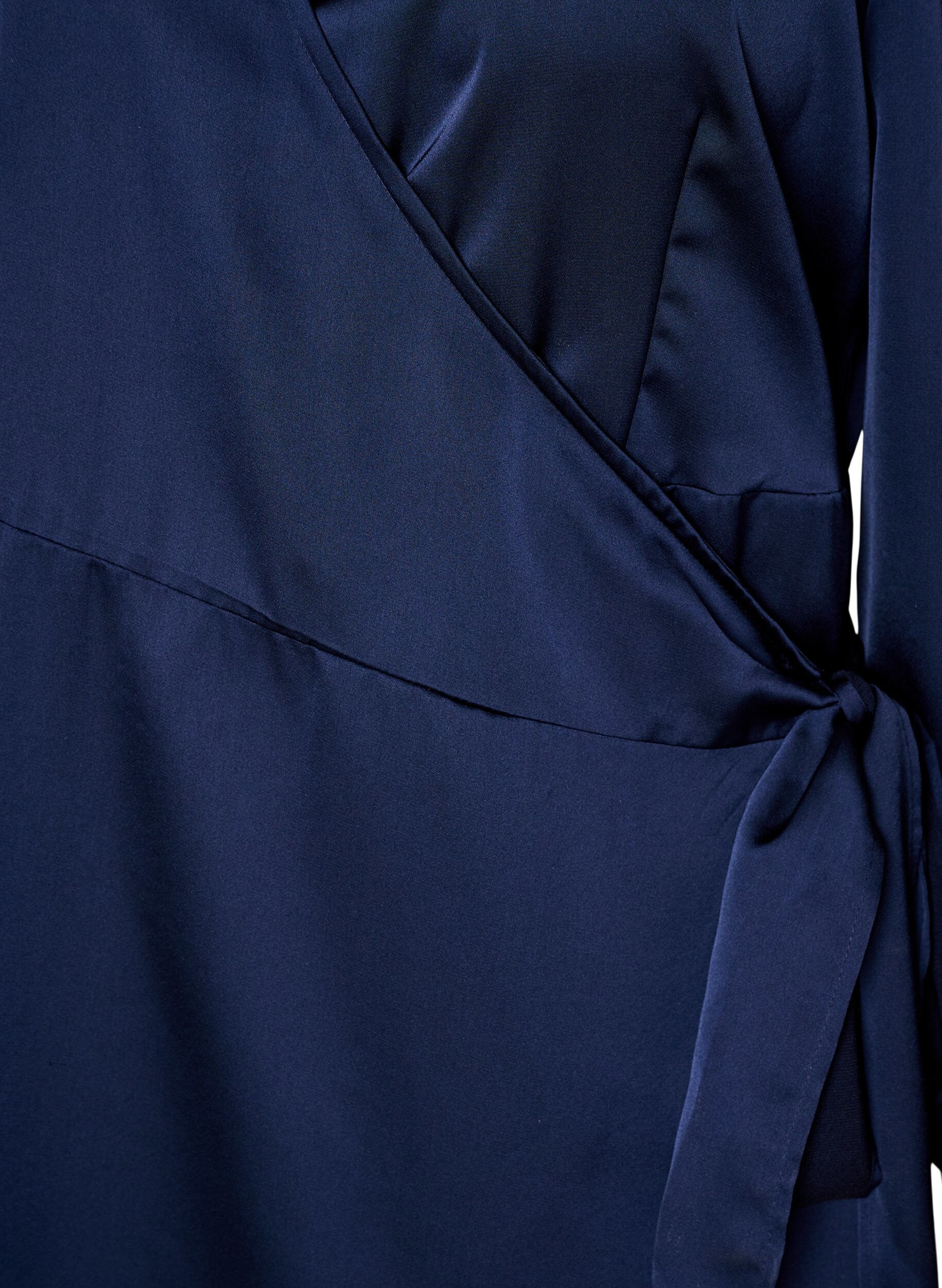 ZizziKurzes Satinkleid im Wickeldesign, Blau, Packshot image number 2