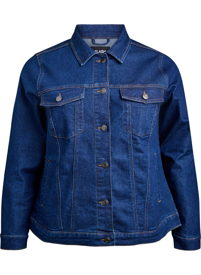 FLASH - Denim-Jacke aus elastischer Baumwollmischung, Blau, Packshot image number 0