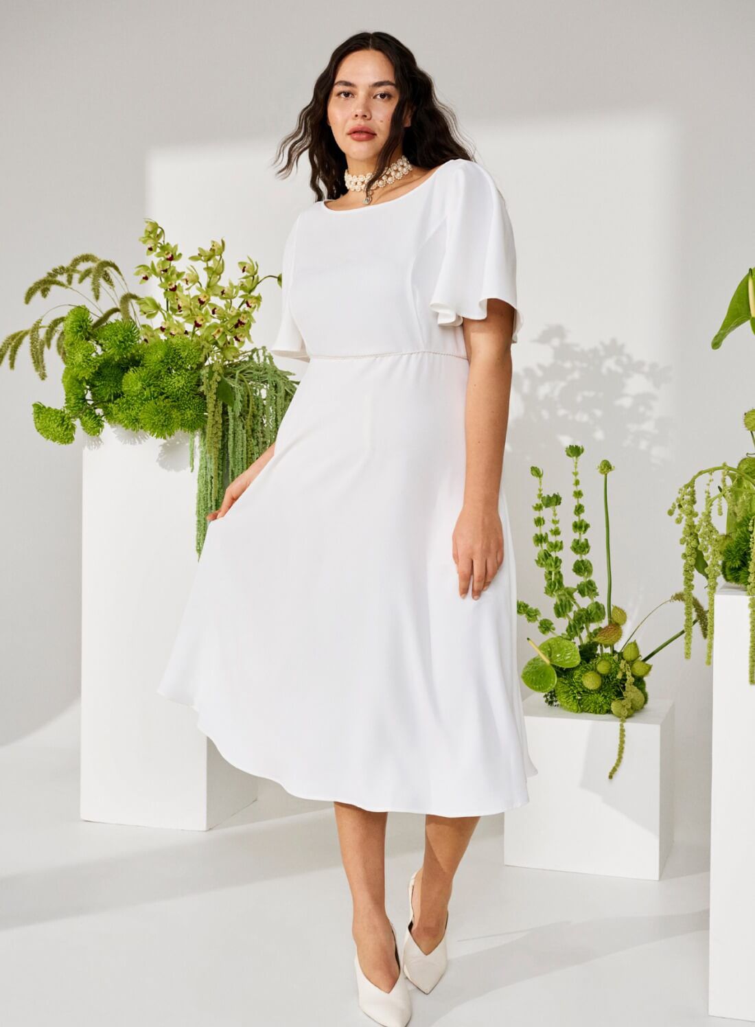 Midi kleider weiß Clearance