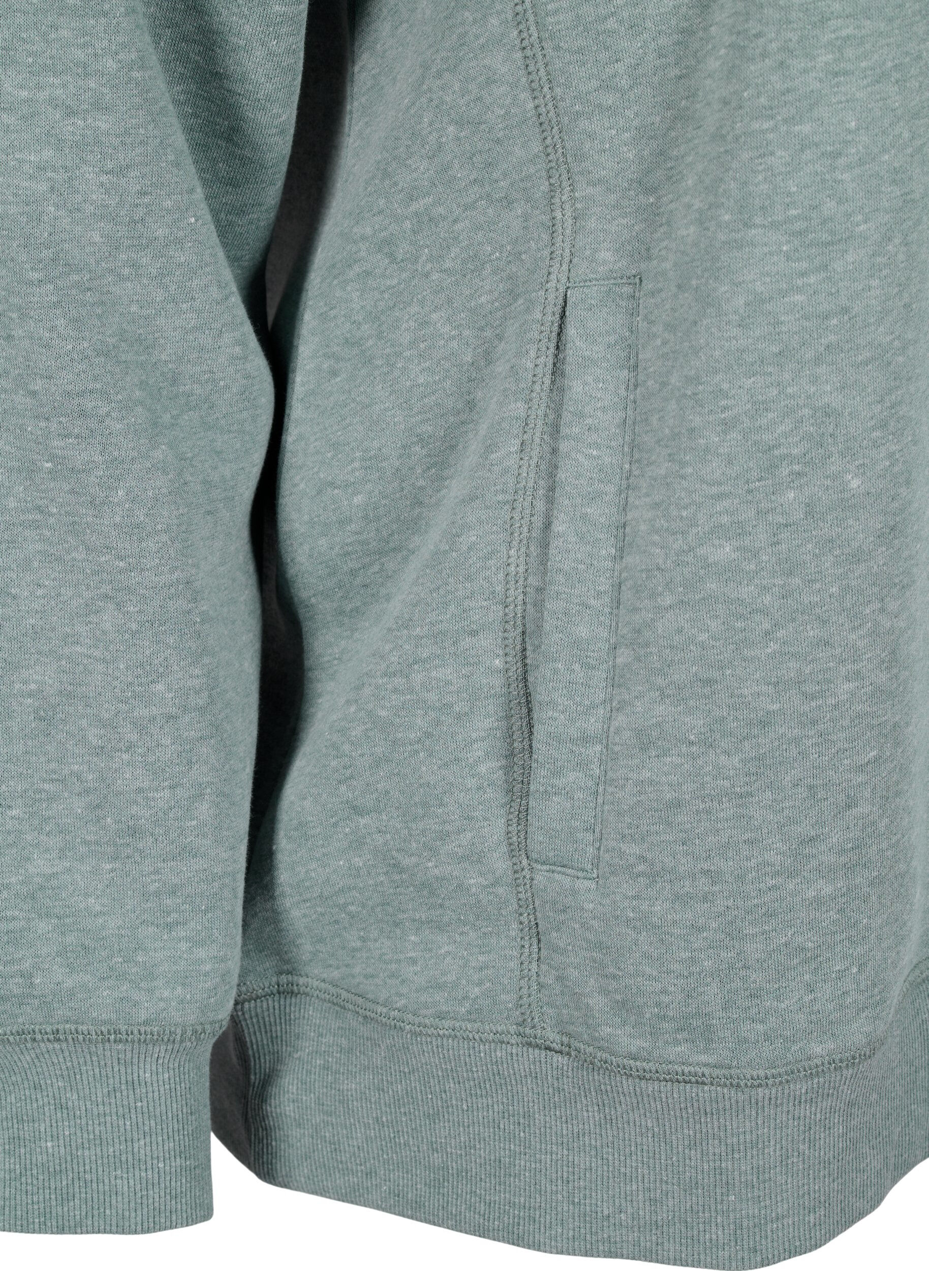 Zizzi FLASH - Sweatshirt mit Stehkragen, Balsam Green Melange, Packshot image number 3