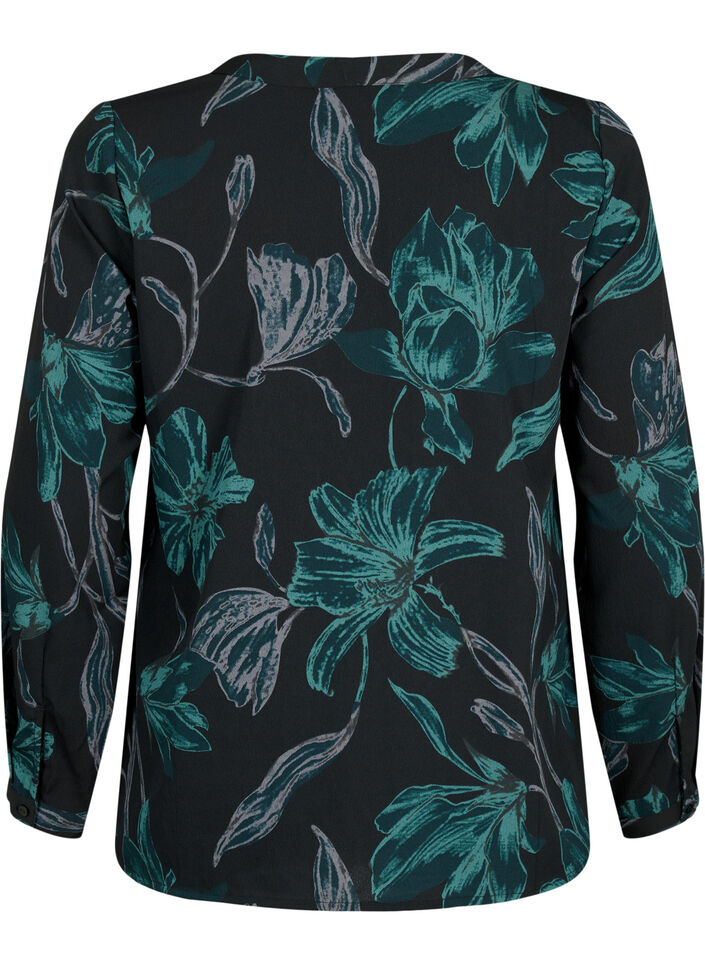 FLASH – Langärmlige Bluse mit Druck, Black Scarab Flower, Packshot image number 1