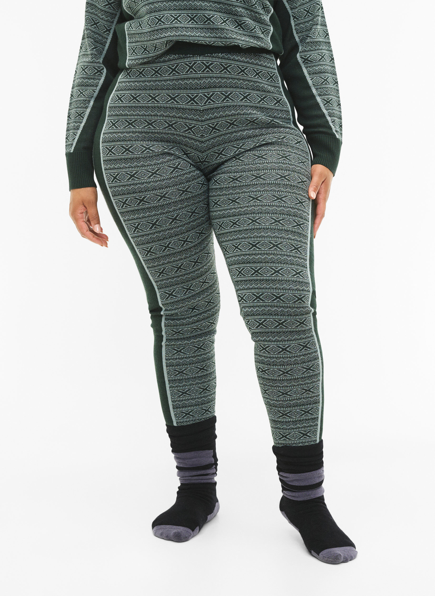 Zizzi Ski-Unterhose aus Wolle, Deep Lake Comb, Model image number 2