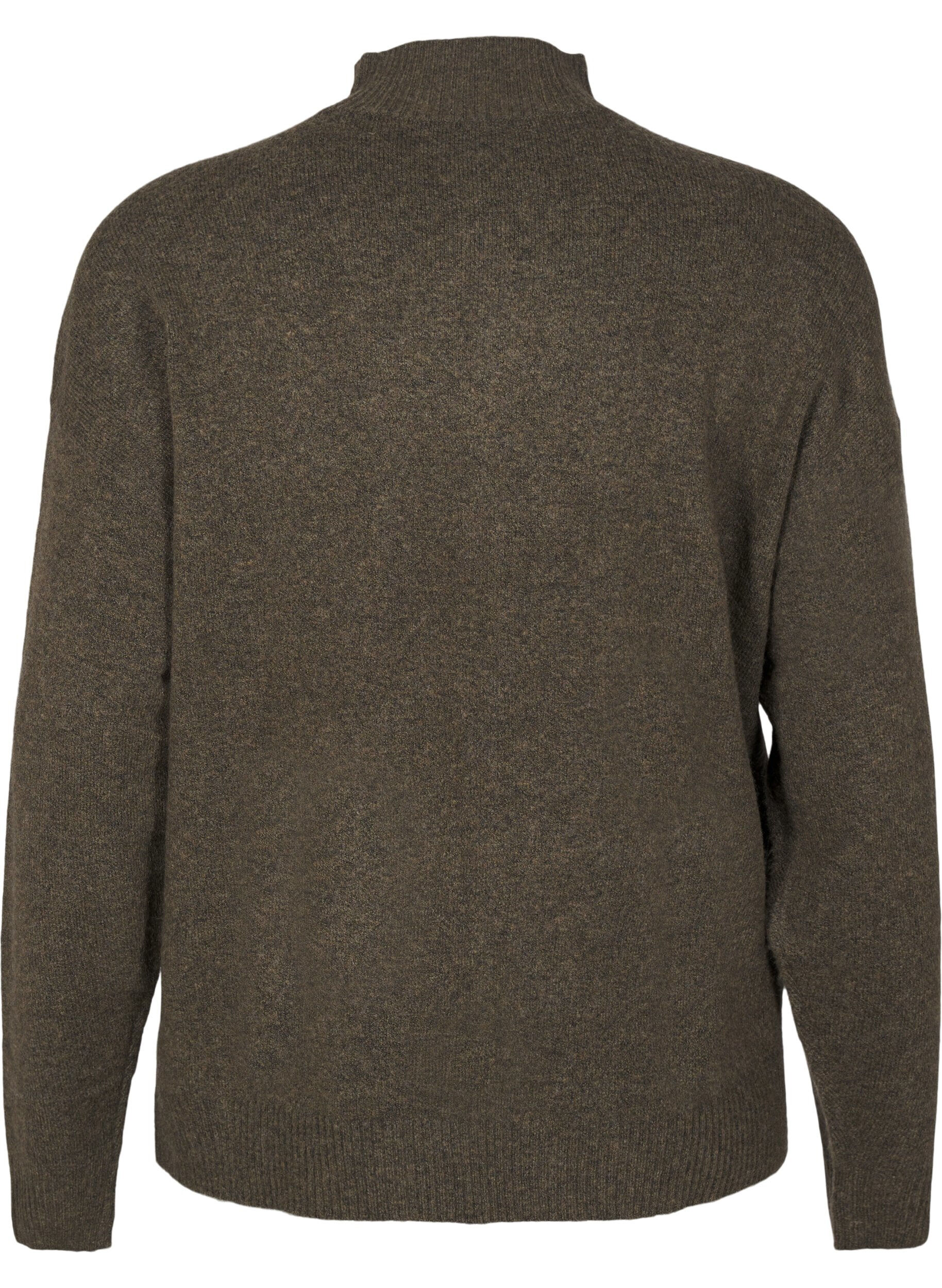 Zizzi Gestrickte Wollbluse mit hohem Kragen, Sea Turtle Mel., Packshot image number 1