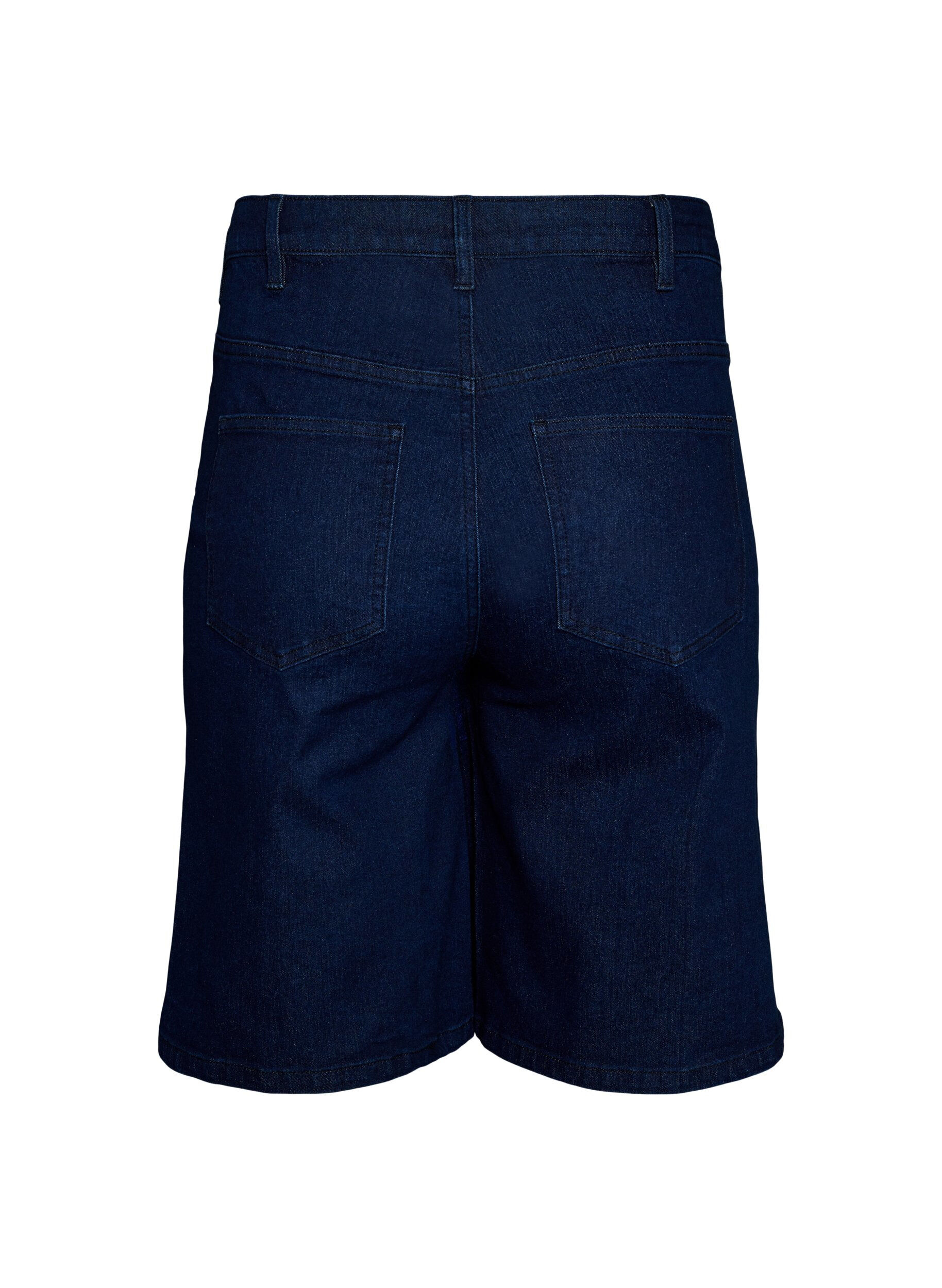 Zizzi Locker sitzende Jeansshorts mit hoher Taille, Blau, Packshot image number 1