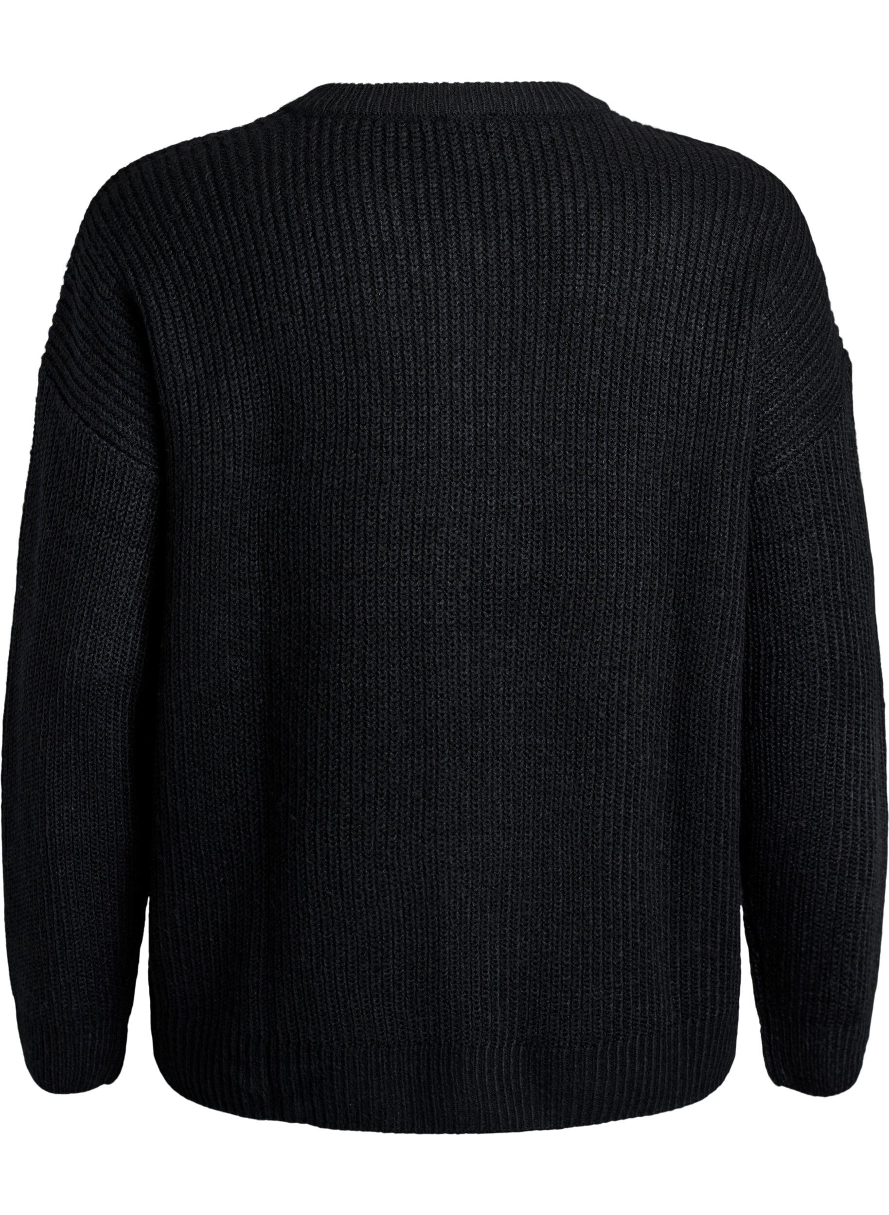 ZizziStrickjacke mit Rei&szlig;verschluss, Schwarz, Packshot image number 1