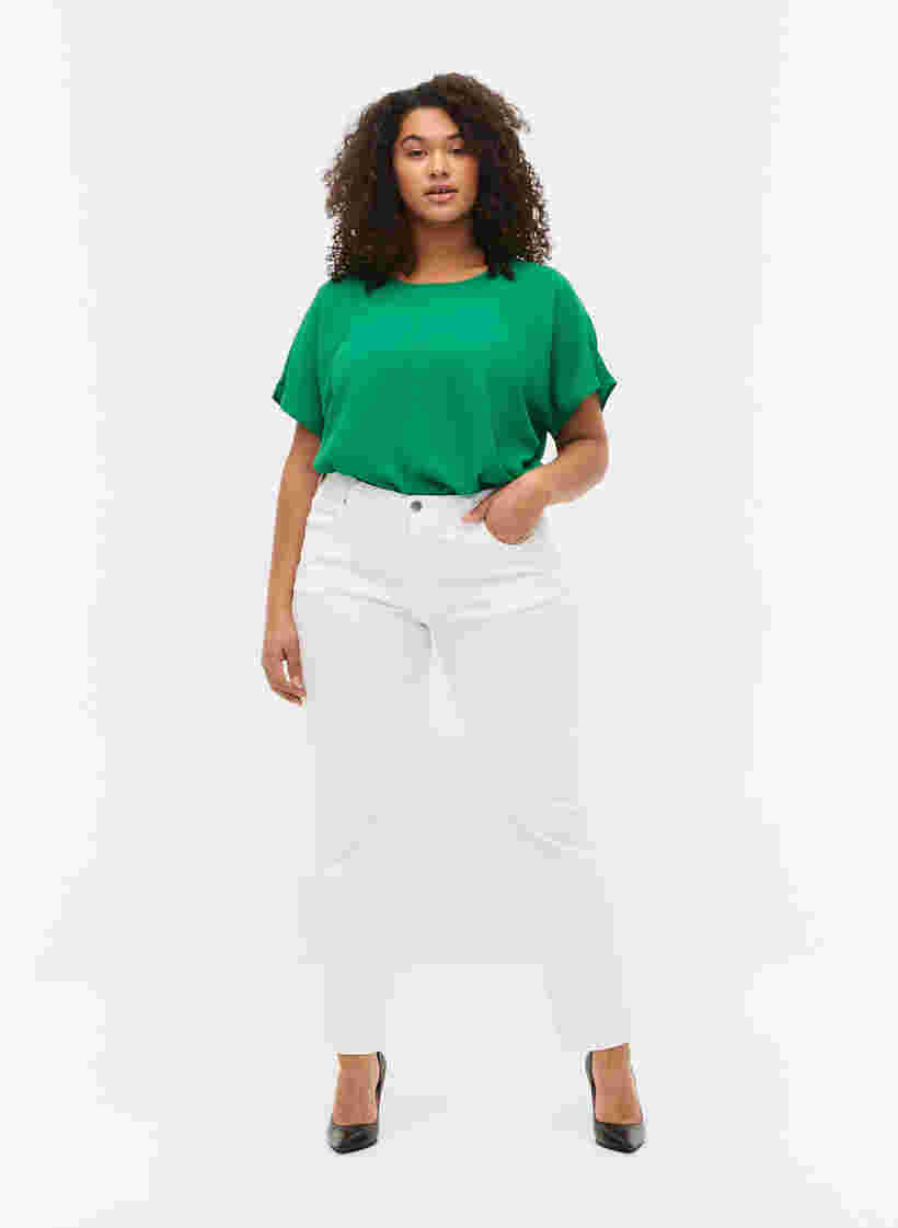 Bluse mit kurzen Ärmeln und Rundhalsausschnitt, Jolly Green, Model image number 2