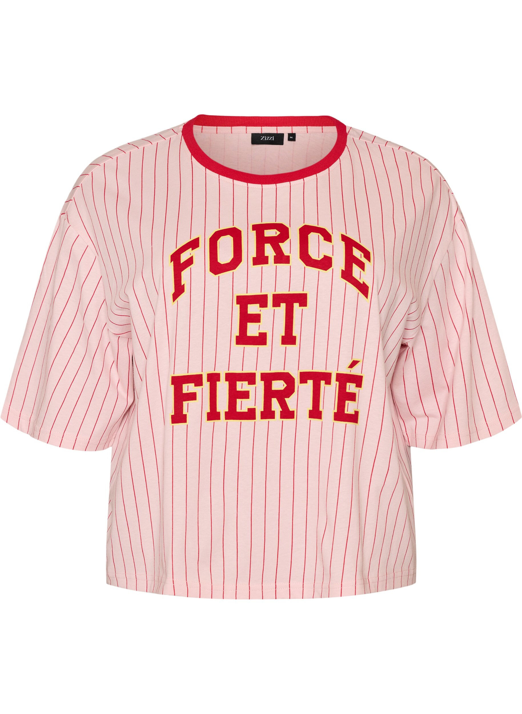 Boxy T-Shirt mit Streifen und Statement-Print