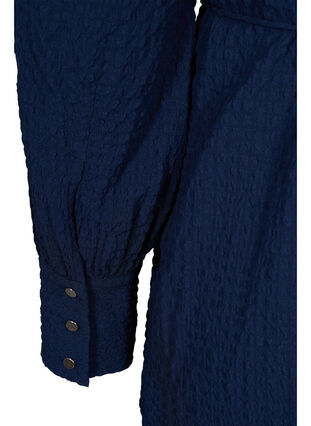 Langarm Kleid mit V-Ausschnitt und Bindeschnüre, Navy Blazer, Packshot image number 3